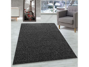 Teppich Kurzflor 4mm Florhöhe meliert glänzend Wohnzimmer Heimbüro Anthrazit