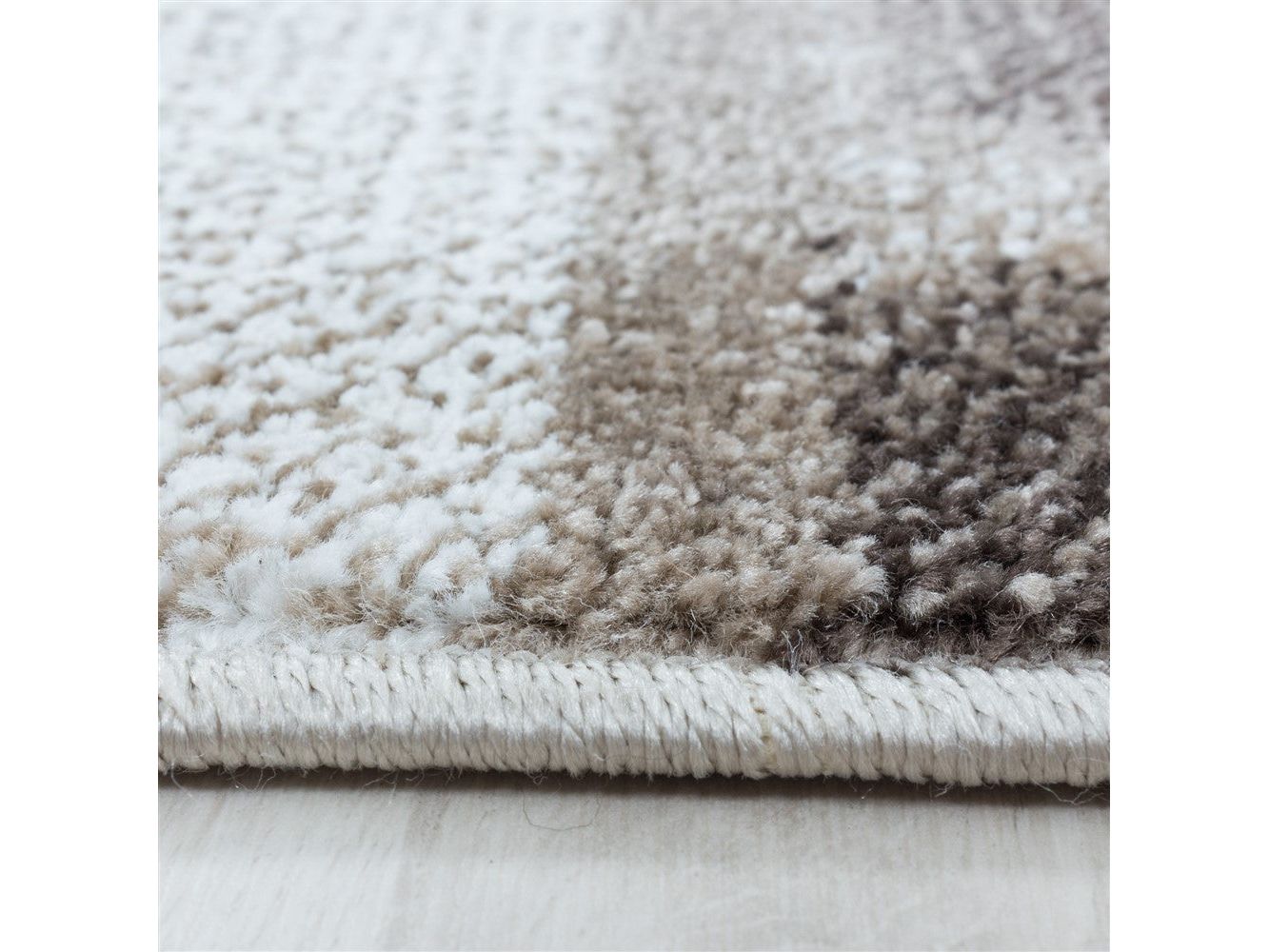 Wohnzimmerteppich Kurzflor Teppich Braun Grau Quadrat Muster Marmoriert Weich