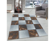 Wohnzimmerteppich Kurzflor Teppich Farbe Terra Quadrat Muster Marmoriert Weich