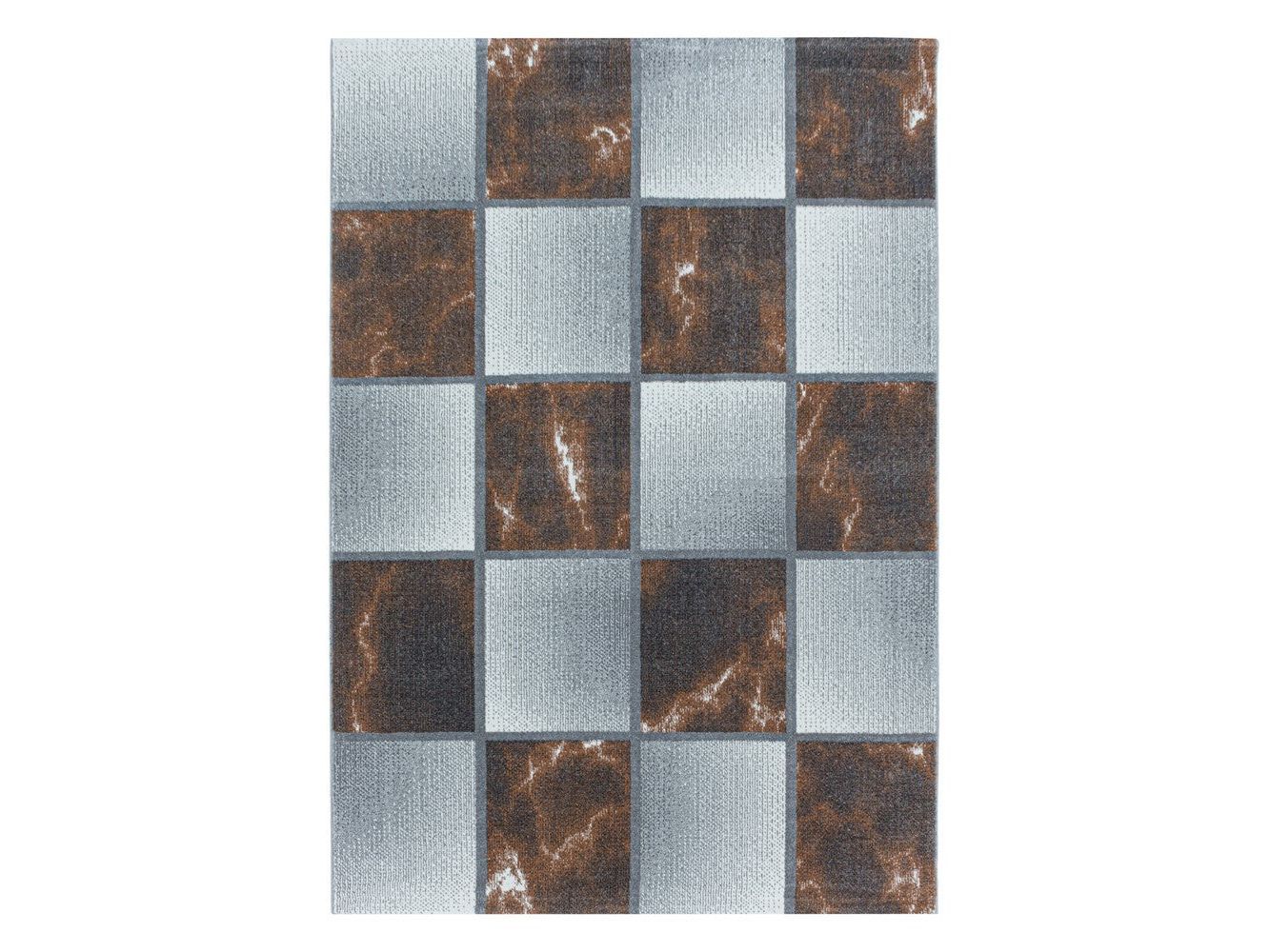 Wohnzimmerteppich Kurzflor Teppich Farbe Terra Quadrat Muster Marmoriert Weich