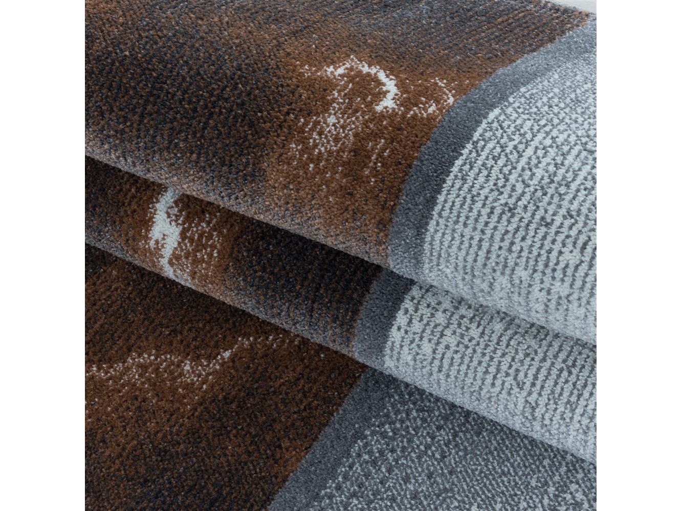 Wohnzimmerteppich Kurzflor Teppich Farbe Terra Quadrat Muster Marmoriert Weich