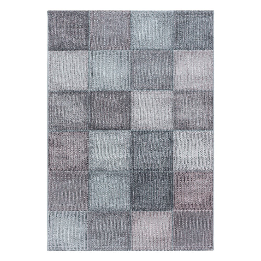 Kurzflor Teppich Zart Rosa Grau Modernes Quadrat Pixel Muster Teppich Weich