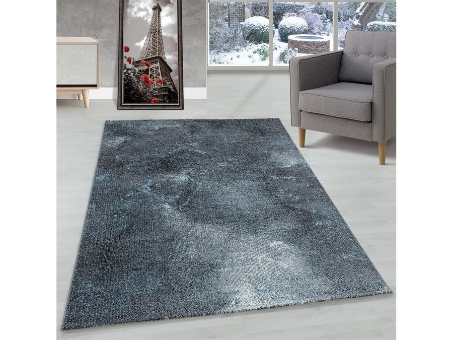 Wohnzimmerteppich Kurzflor Teppich Wolken Muster Marmoriert Weich Blau