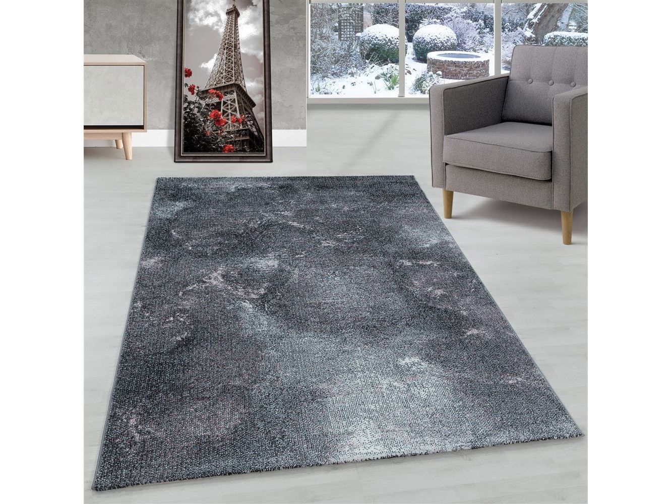 Wohnzimmerteppich Kurzflor Teppich Wolken Muster Marmoriert Weich Rosa