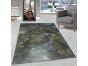 Wohnzimmerteppich Kurzflor Teppich Wolken Muster Marmoriert Weich Gelb