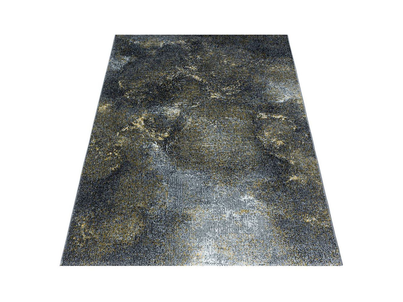 Wohnzimmerteppich Kurzflor Teppich Wolken Muster Marmoriert Weich Gelb