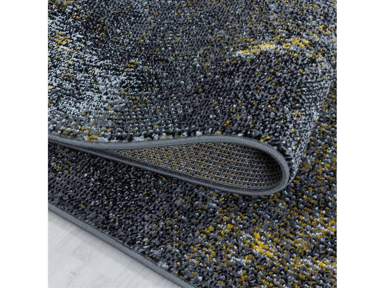 Wohnzimmerteppich Kurzflor Teppich Wolken Muster Marmoriert Weich Gelb