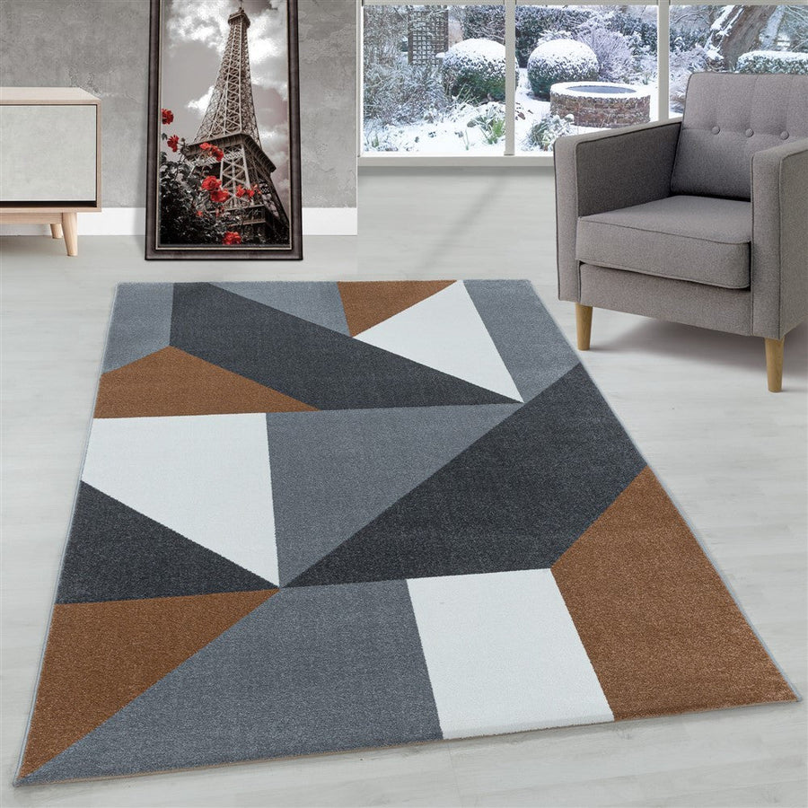 Oturma odası halısı, kısa tüylü halı, geometrik desen, modern, yumuşak toprak