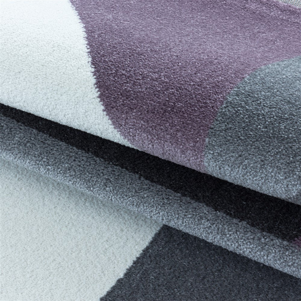 Wohnzimmerteppich Kurzflor Teppich Muster Geometrisch Modern Weich Lila