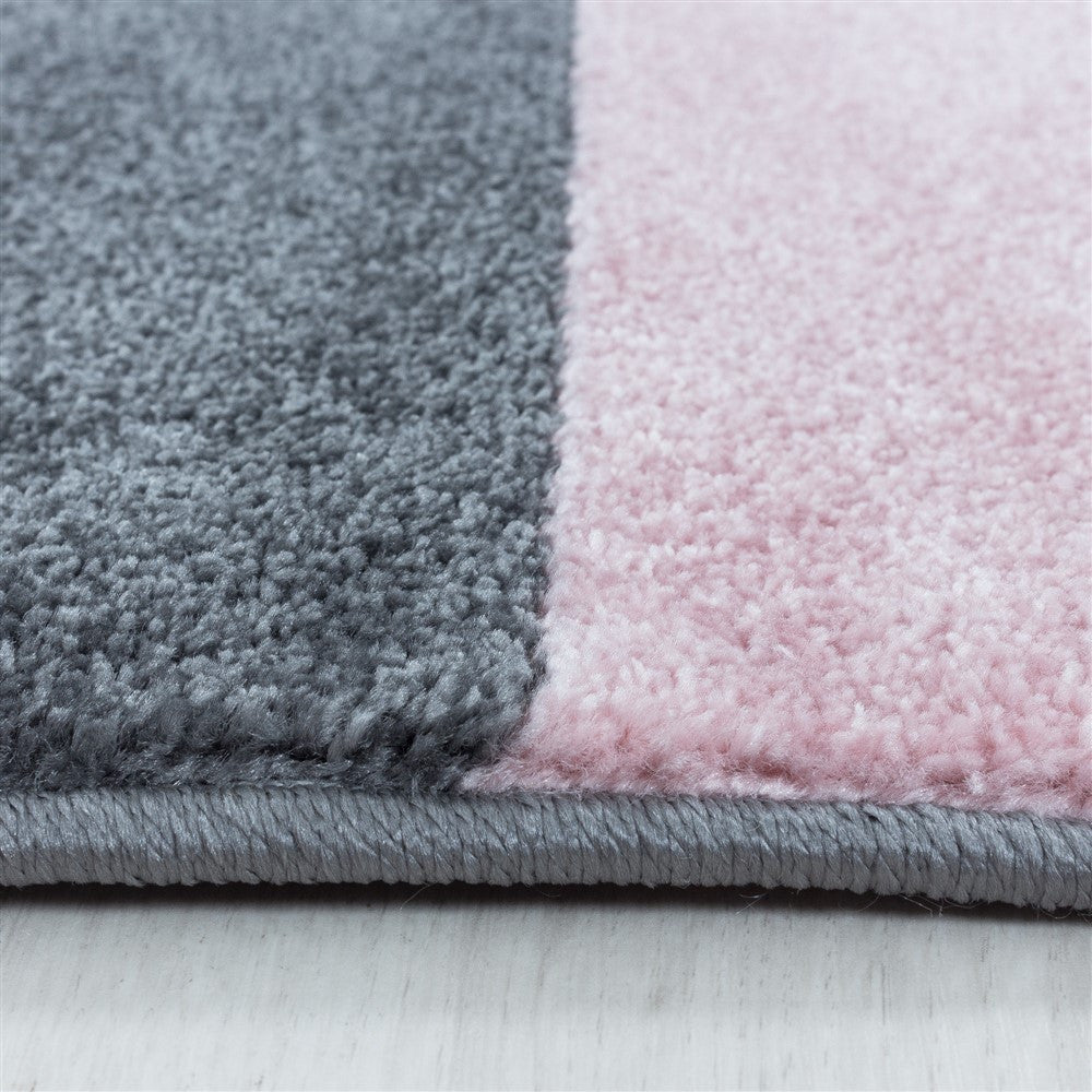 Wohnzimmerteppich Kurzflor Teppich Muster Geometrisch Modern Weich Pink