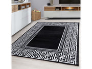 Teppich Modern Designer Geometrisch bordüre versace Optik Schwarz Weiß