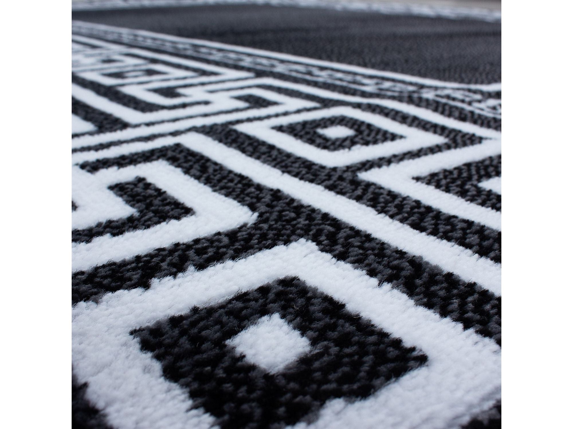 Teppich Modern Designer Geometrisch bordüre versace Optik Schwarz Weiß