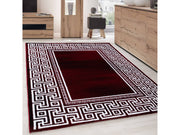 Teppich Modern Designer Geometrisch bordüre  Optik Schwarz Rot Weiß