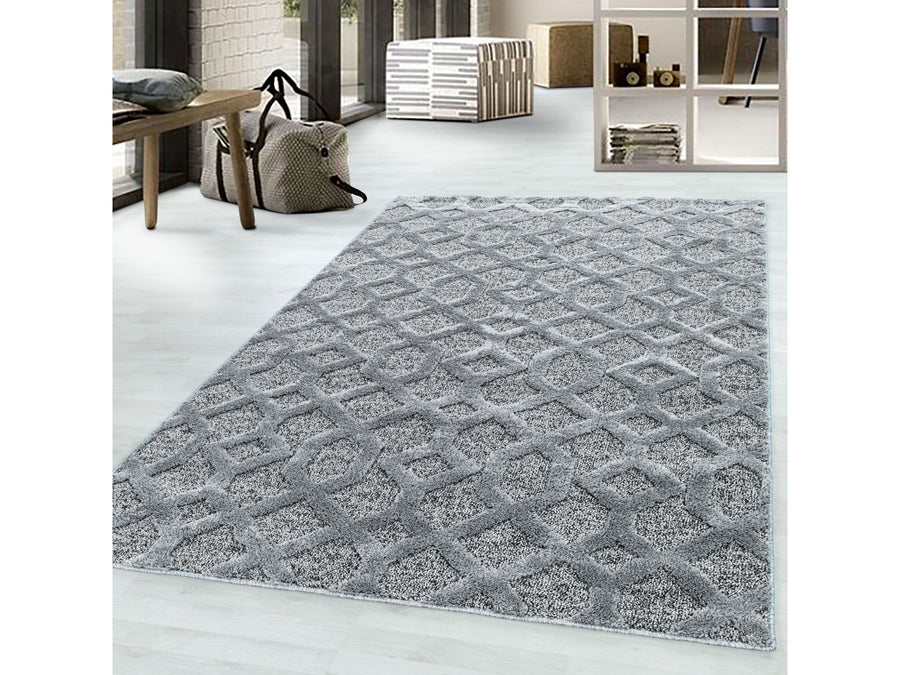 Kurzflor Design Teppich MIA Looped Flor 3-D Gitter Muster Abstrakt