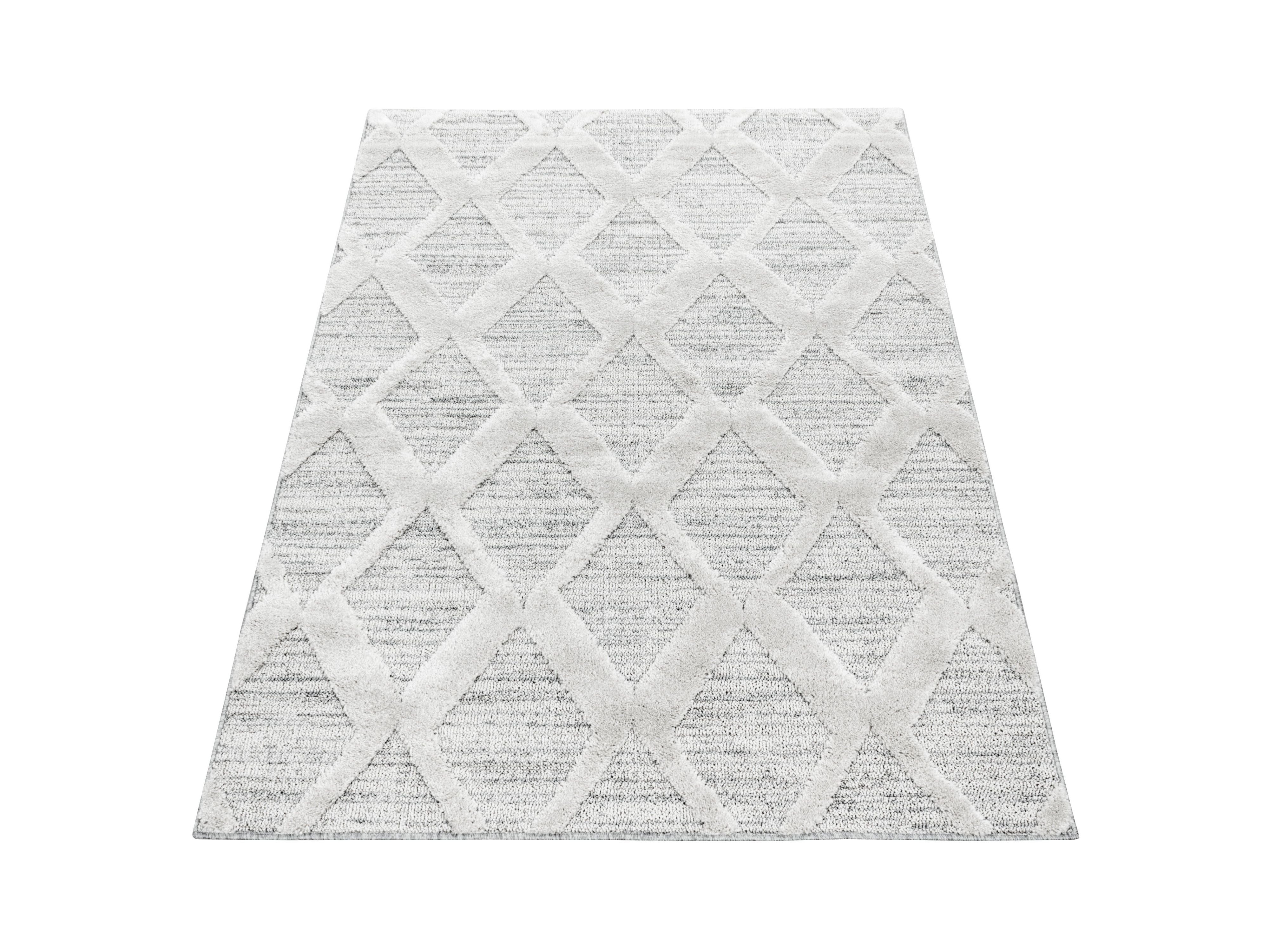 Kurzflor Design Teppich MIA Looped Flor 3-D Rauten Gitter Muster Abstrakt