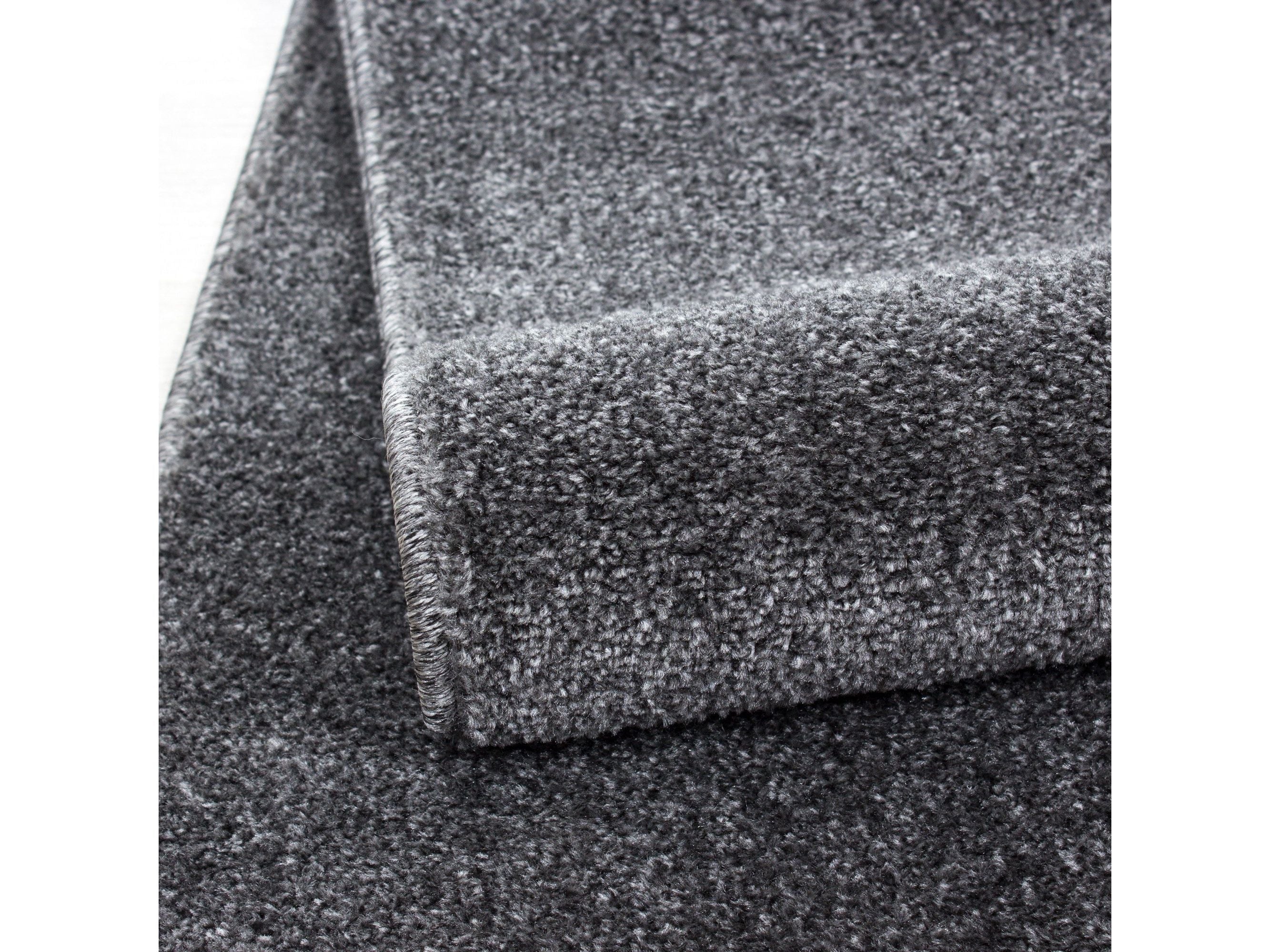 Teppich Kurzflor Modern Wohnzimmer Einfarbig Meliert Uni günstig Grau