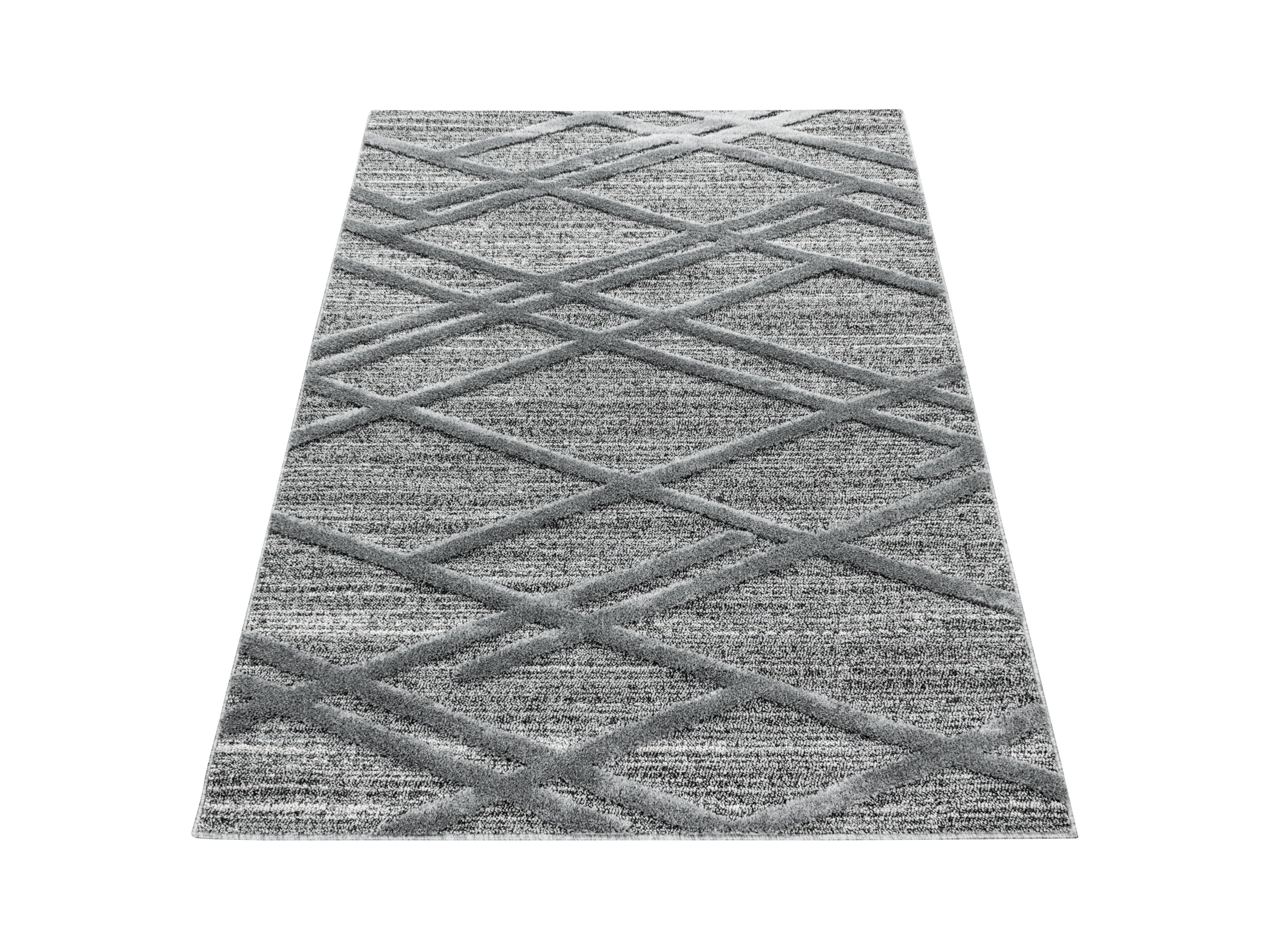 Kurzflor Design Teppich MIA Looped Flor 3-D Linien Gitter Muster