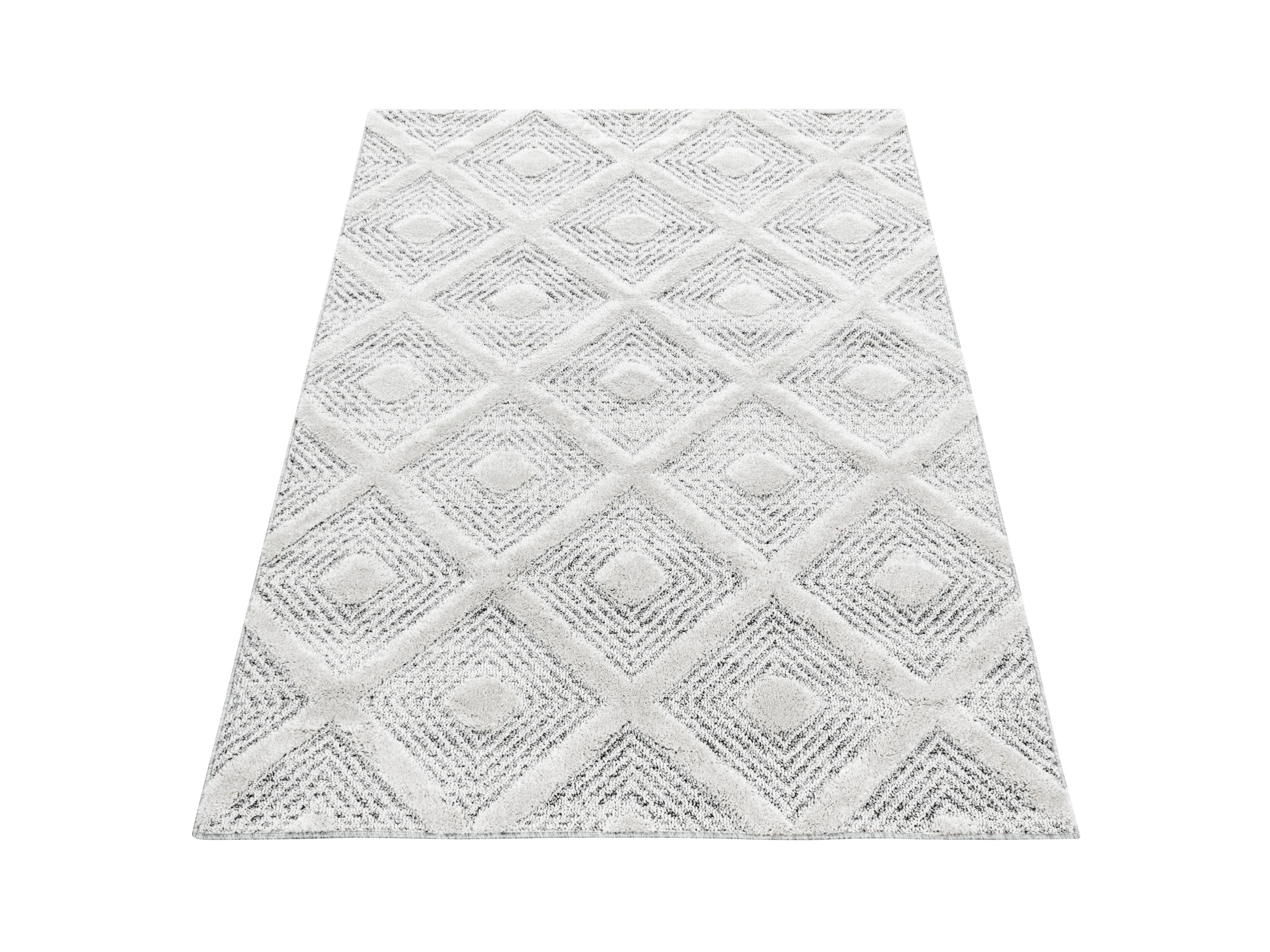 Kurzflor Design Teppich MIA Looped Flor 3-D Rauten Viereck Gitter Muster