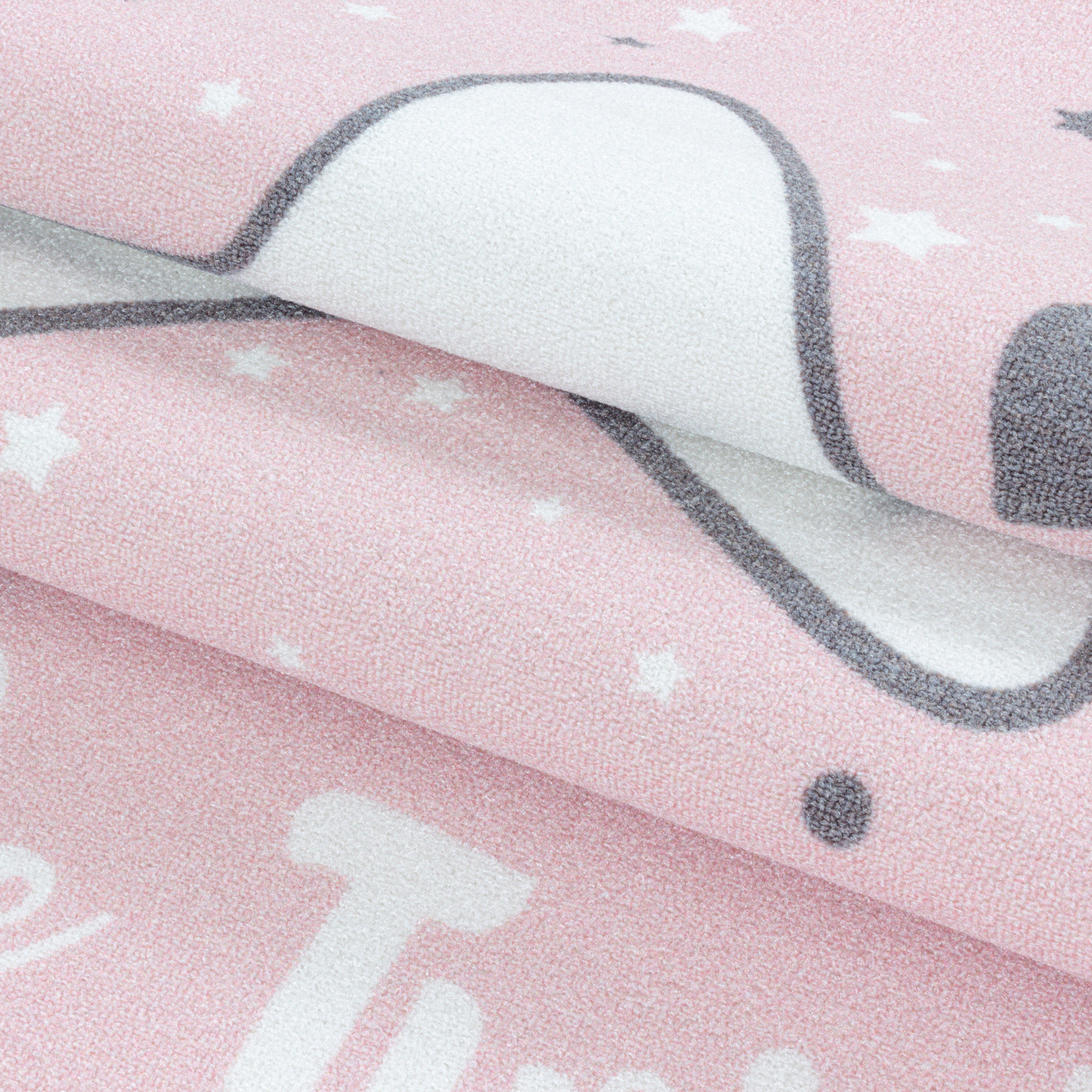 Kurzflor Kinderteppich Spielteppich Kinderzimmer Teppich Motiv Baby Stern pink