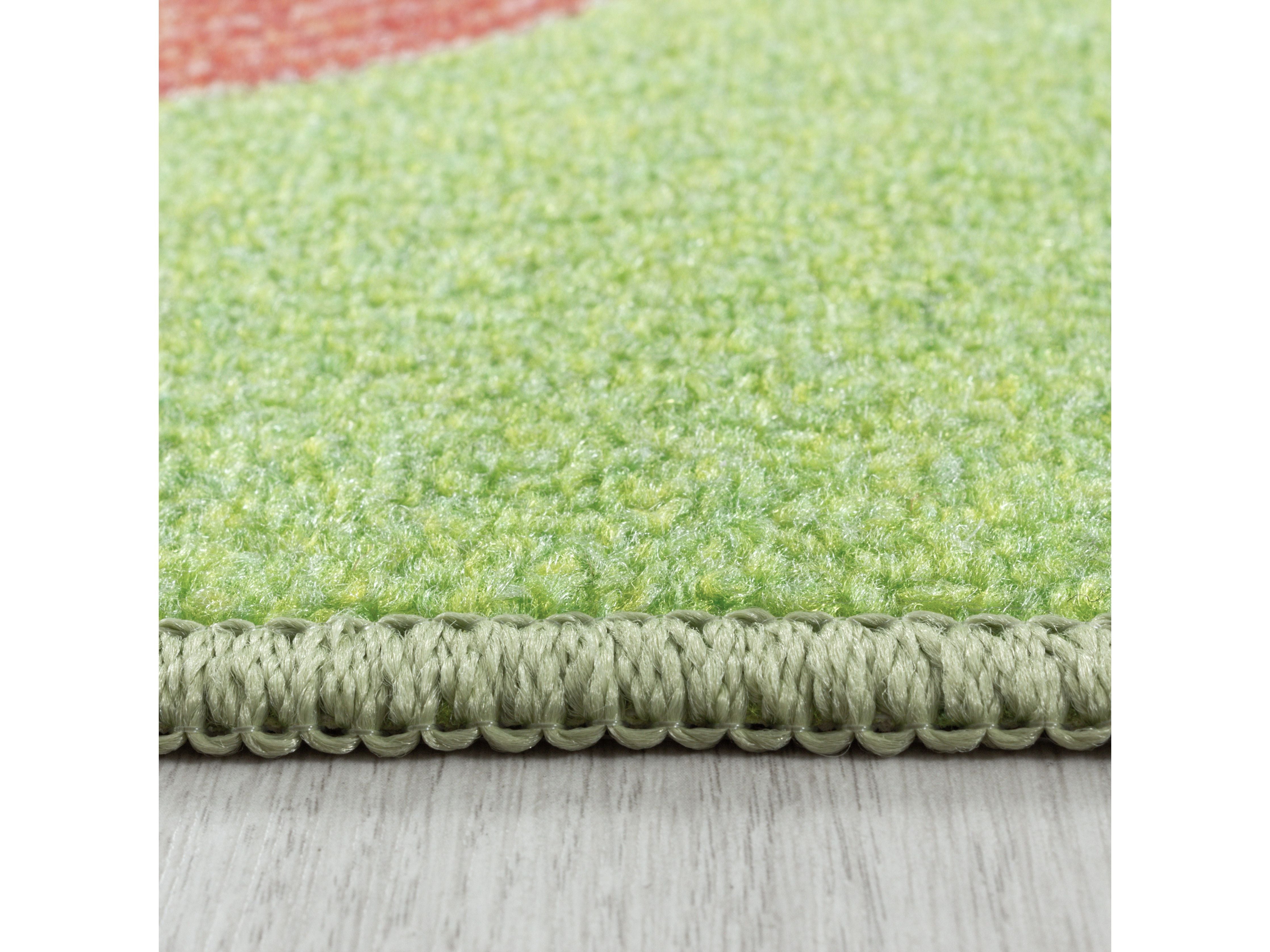 Kurzflor Teppich Spielteppich Kinderzimmer Teppich Motiv Straße Verkehr Grün