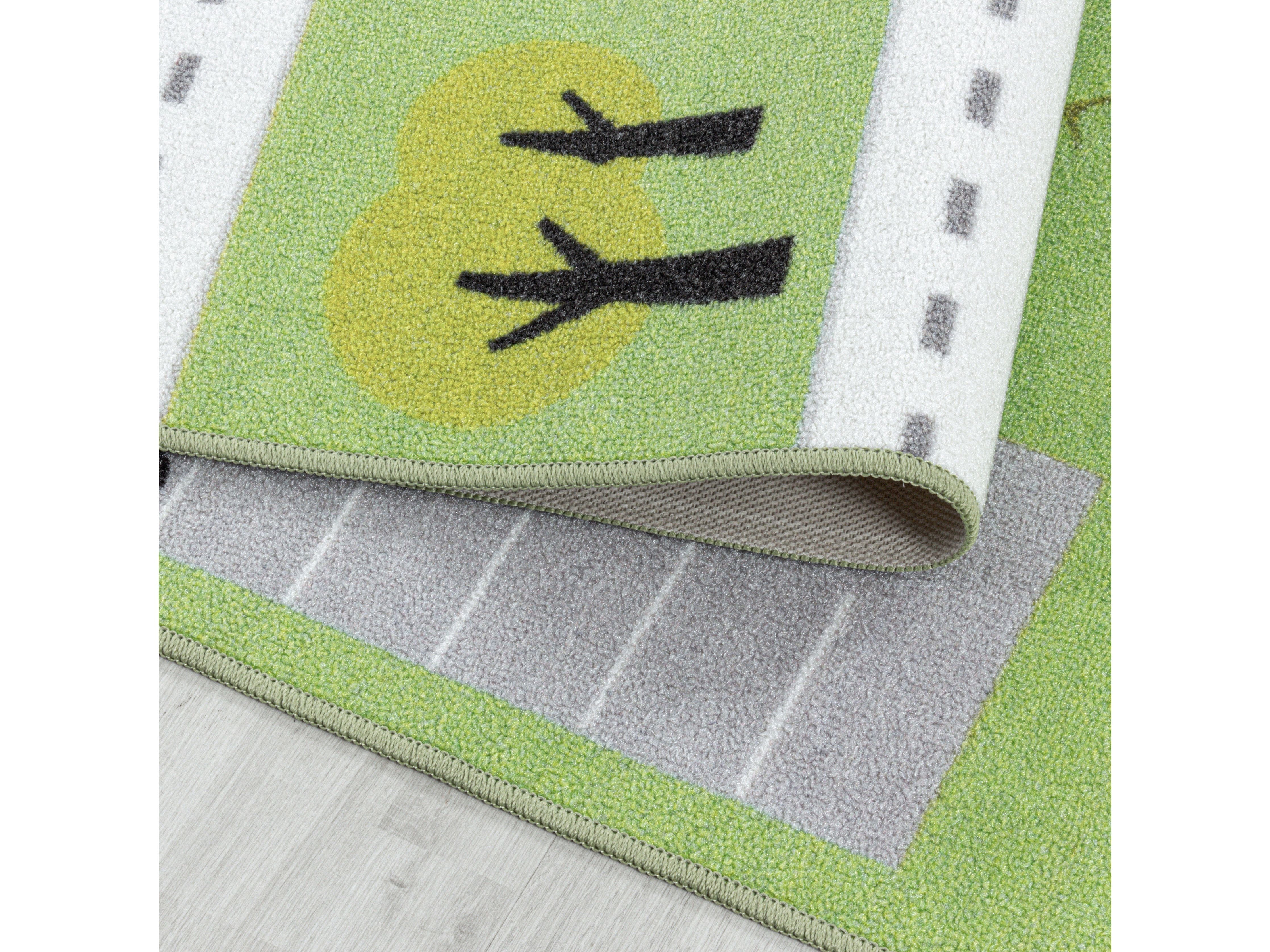Kurzflor Teppich Spielteppich Kinderzimmer Teppich Motiv Straße Verkehr Grün