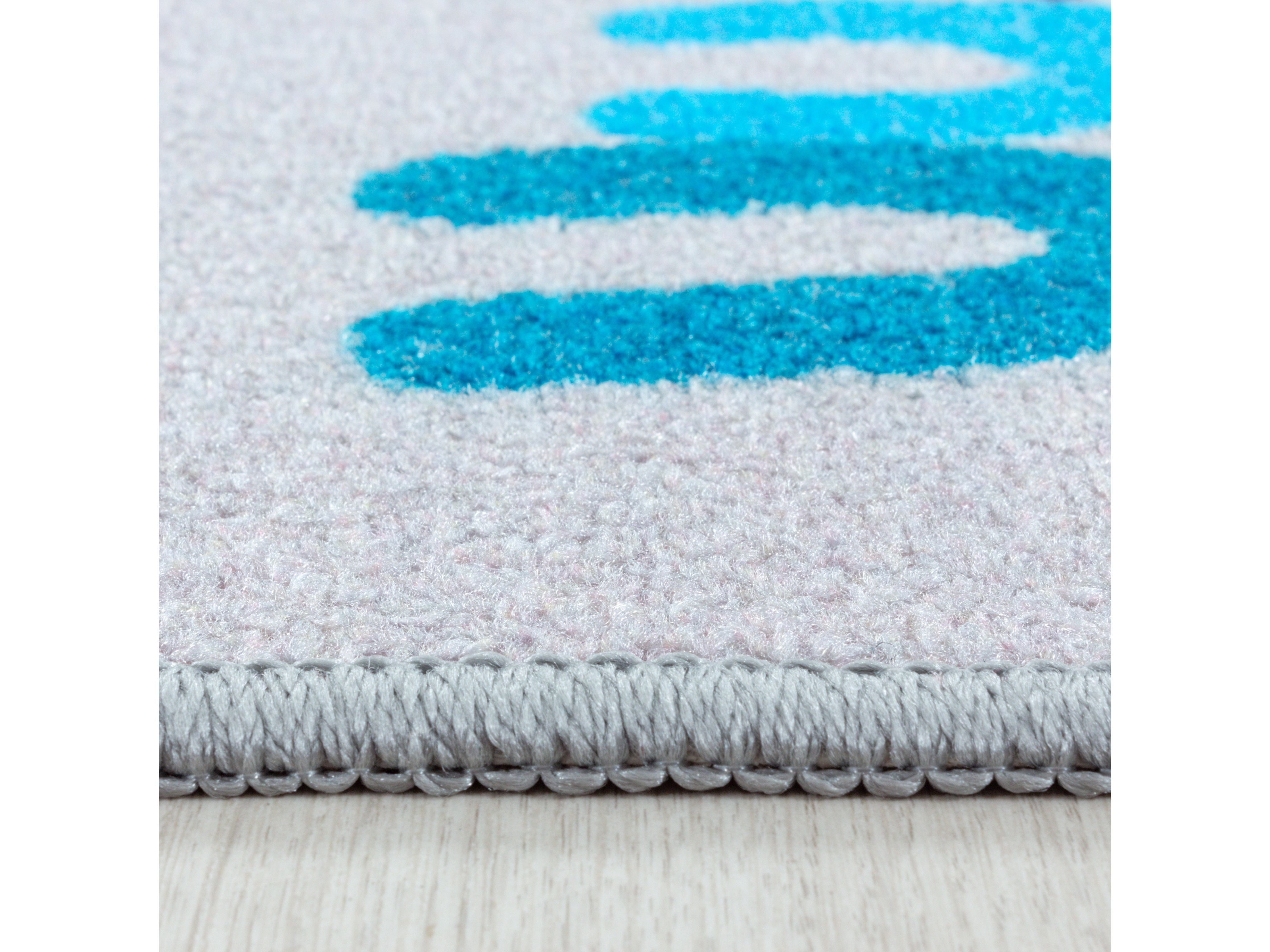 Kurzflor Kinderteppich Spielteppich Teppich Buchstaben Zahlen Jahreszeiten Grau