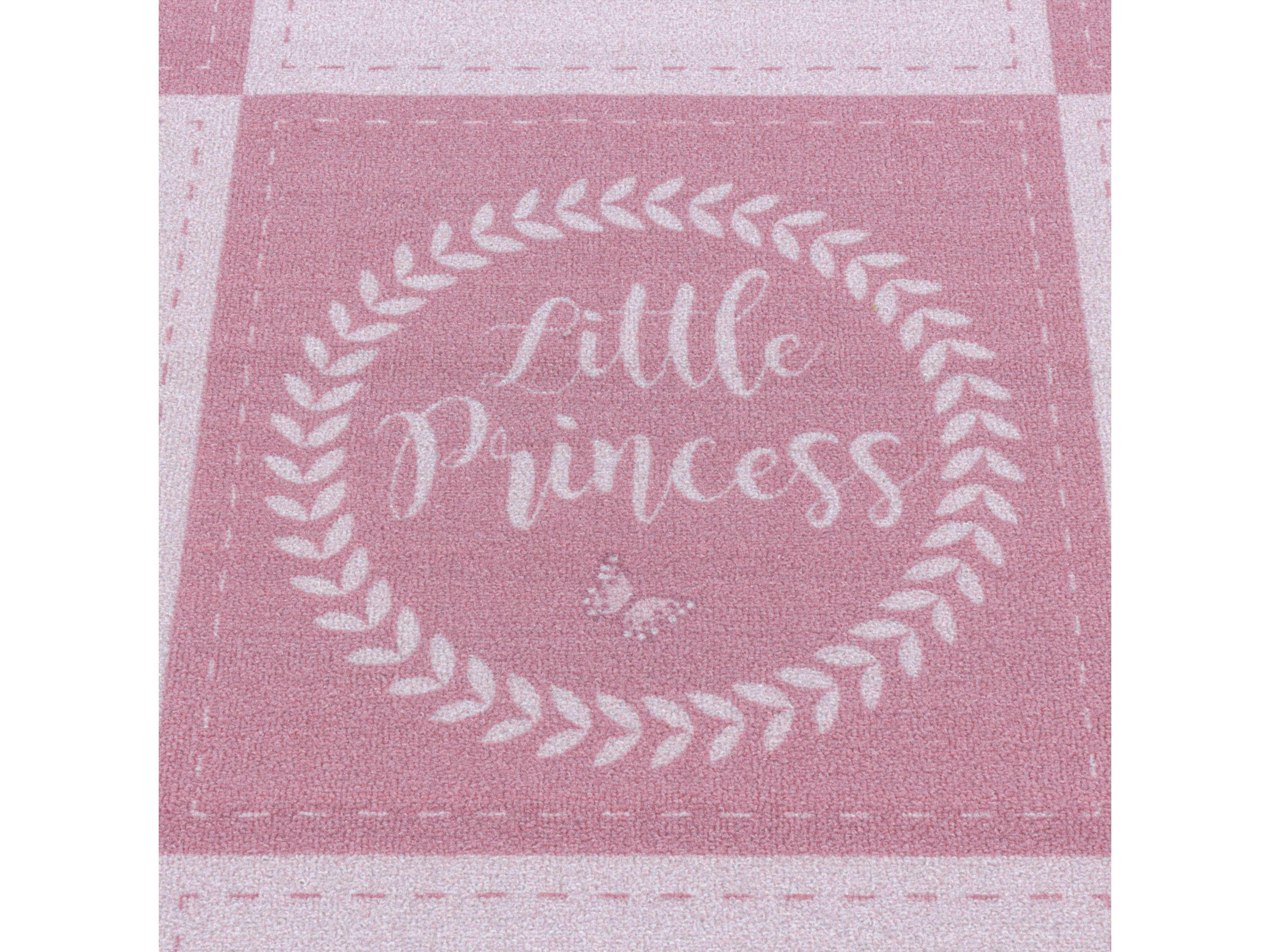 Kurzflor Kinderteppich Spielteppich Teppich Prinzessin Krone Zauberstab Pink