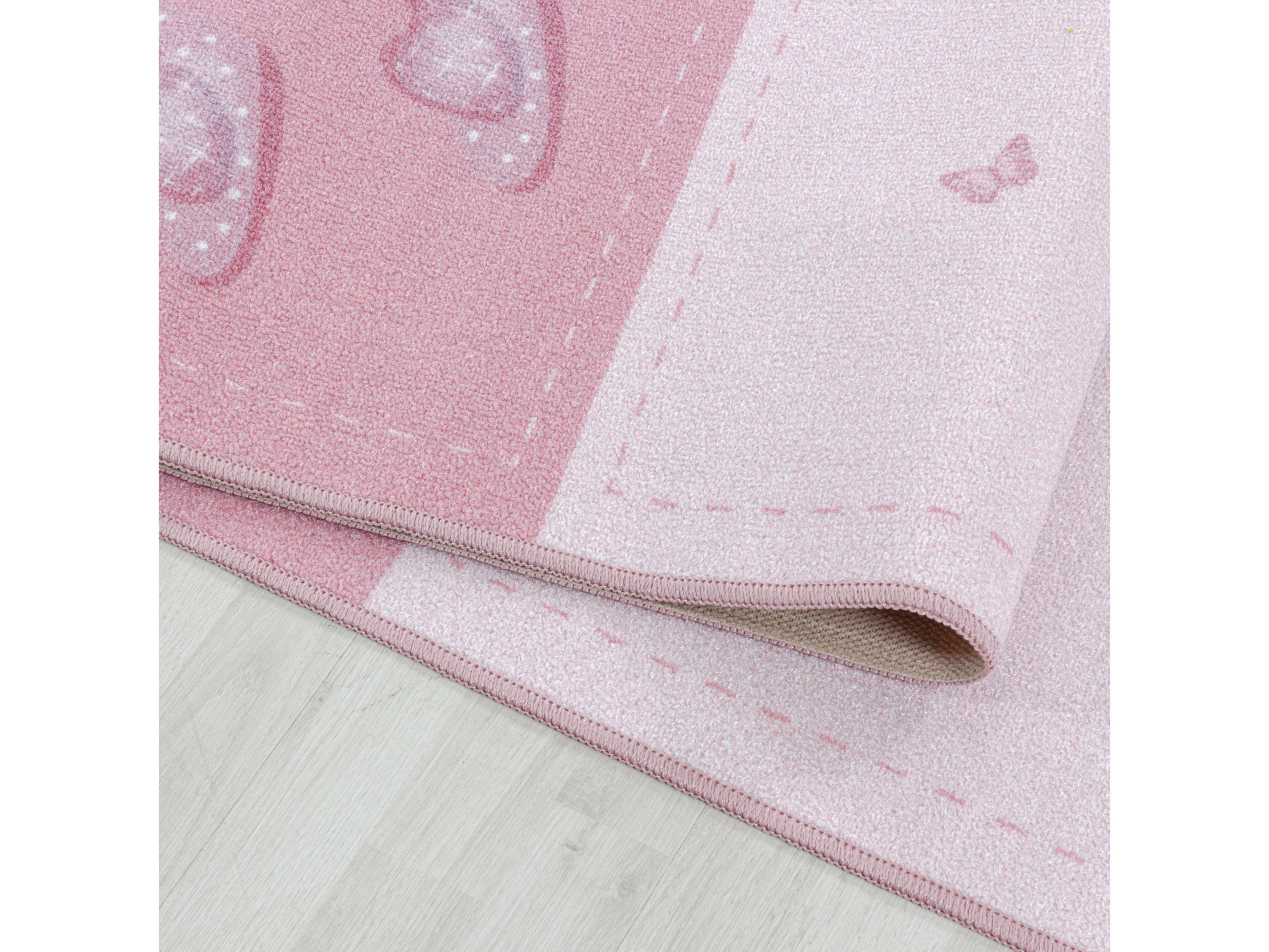 Kurzflor Kinderteppich Spielteppich Teppich Prinzessin Krone Zauberstab Pink