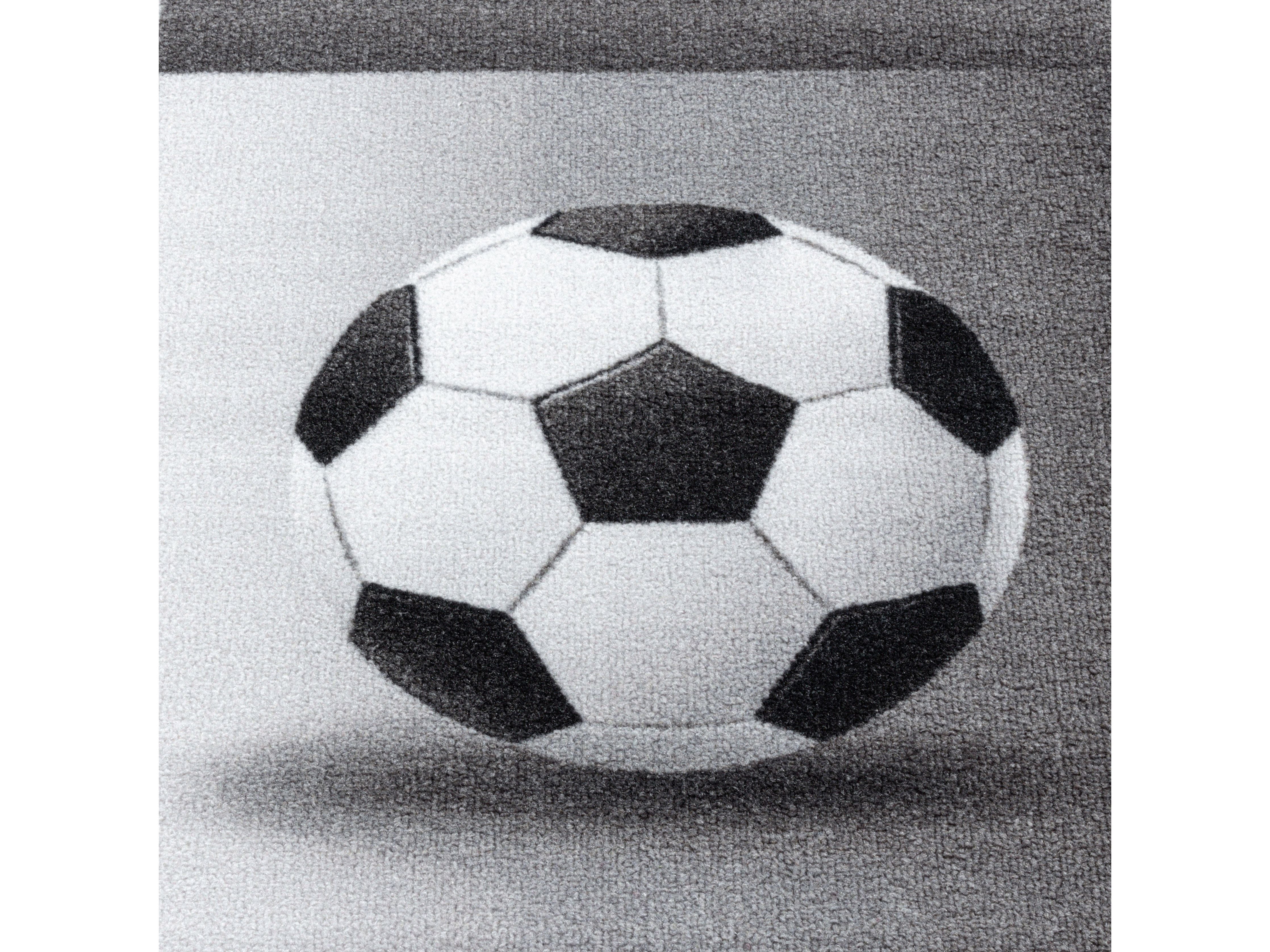 Kurzflor Kinderteppich Spielteppich Teppich Spiel Fussball Trikot Pokal Grau