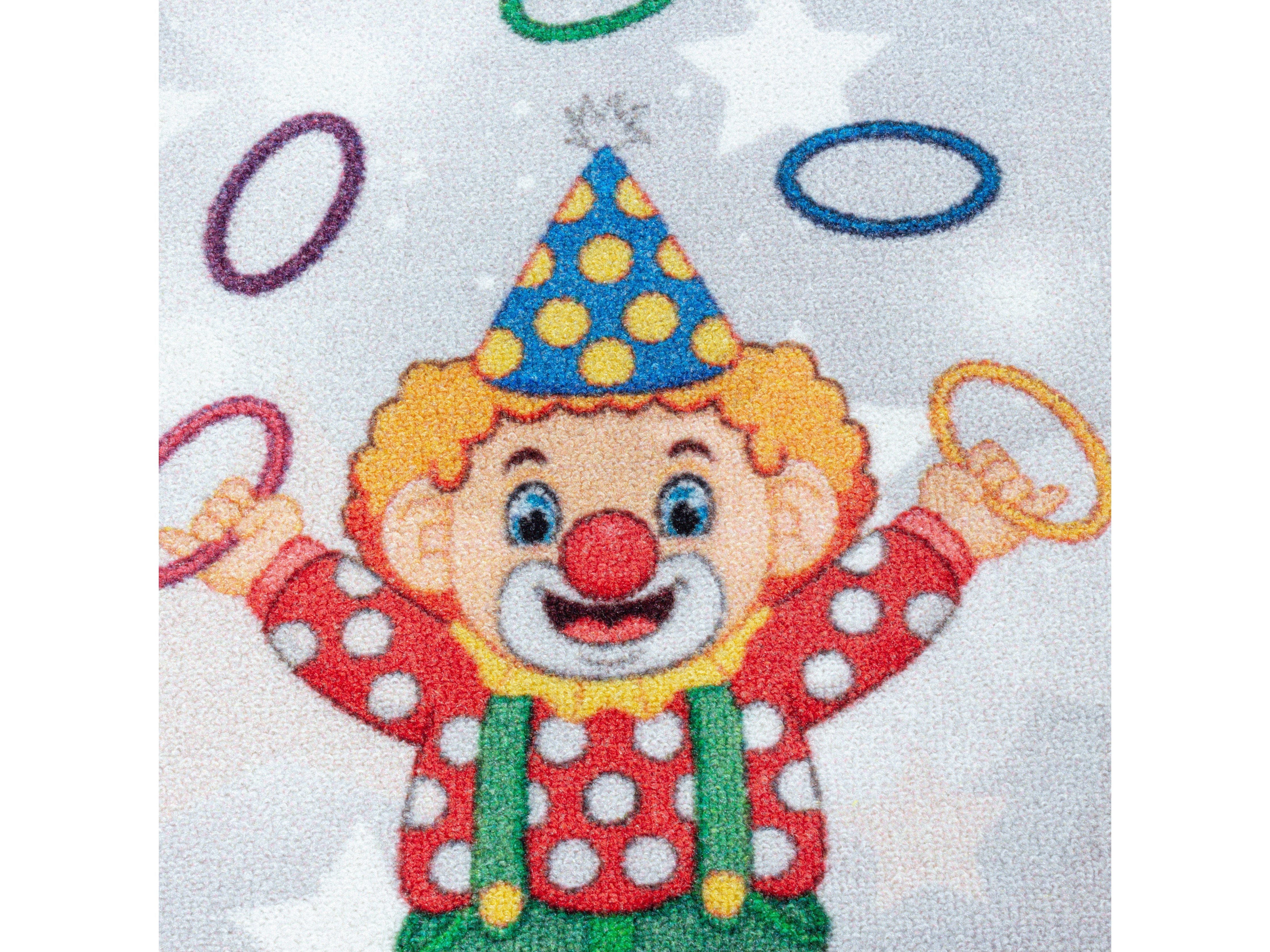 Kurzflor Kinderteppich Spielteppich Kinderzimmer Teppich Zirkus Clown Löwe Blau