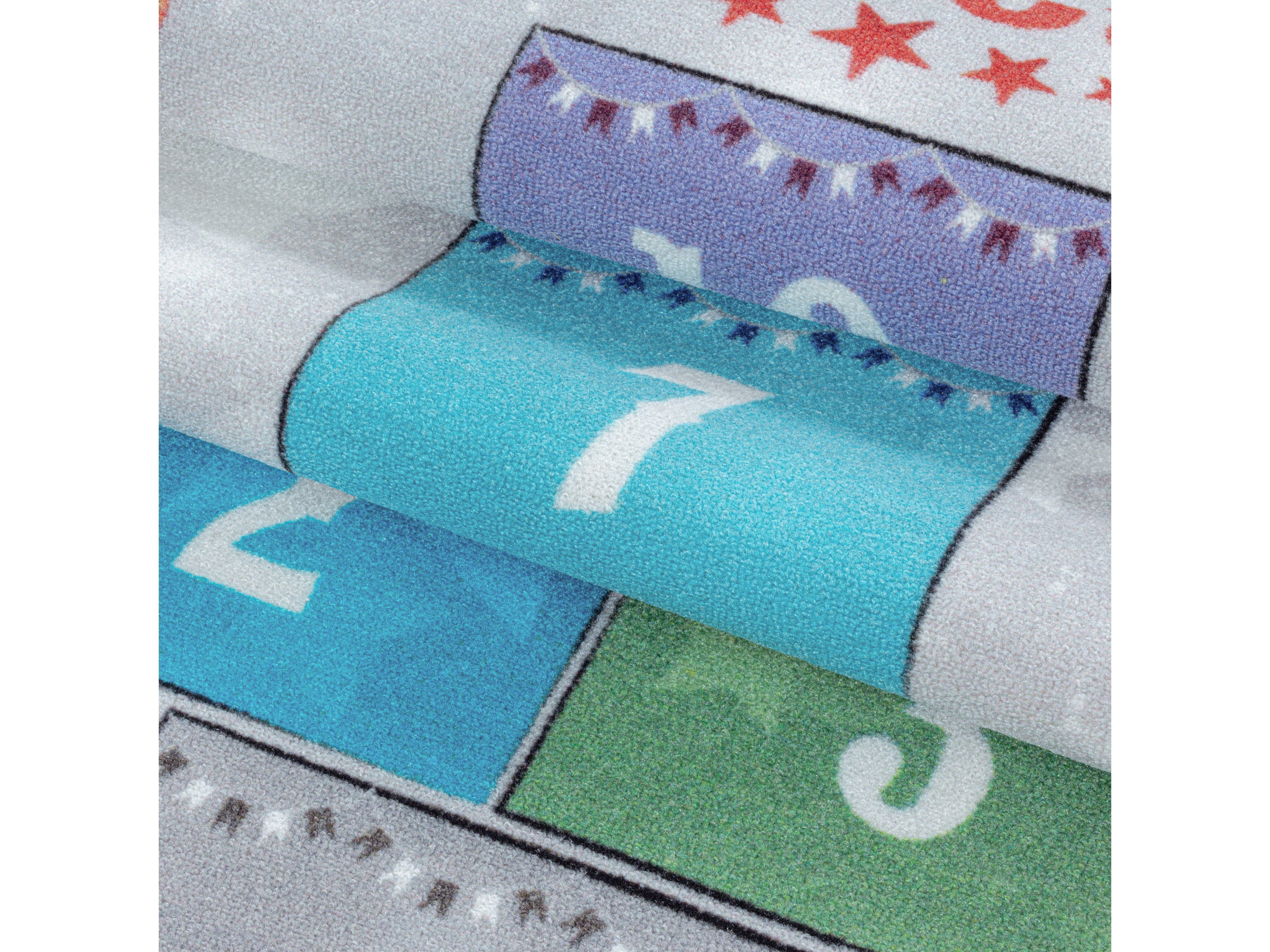 Kurzflor Kinderteppich Spielteppich Kinderzimmer Teppich Zirkus Clown Löwe Blau