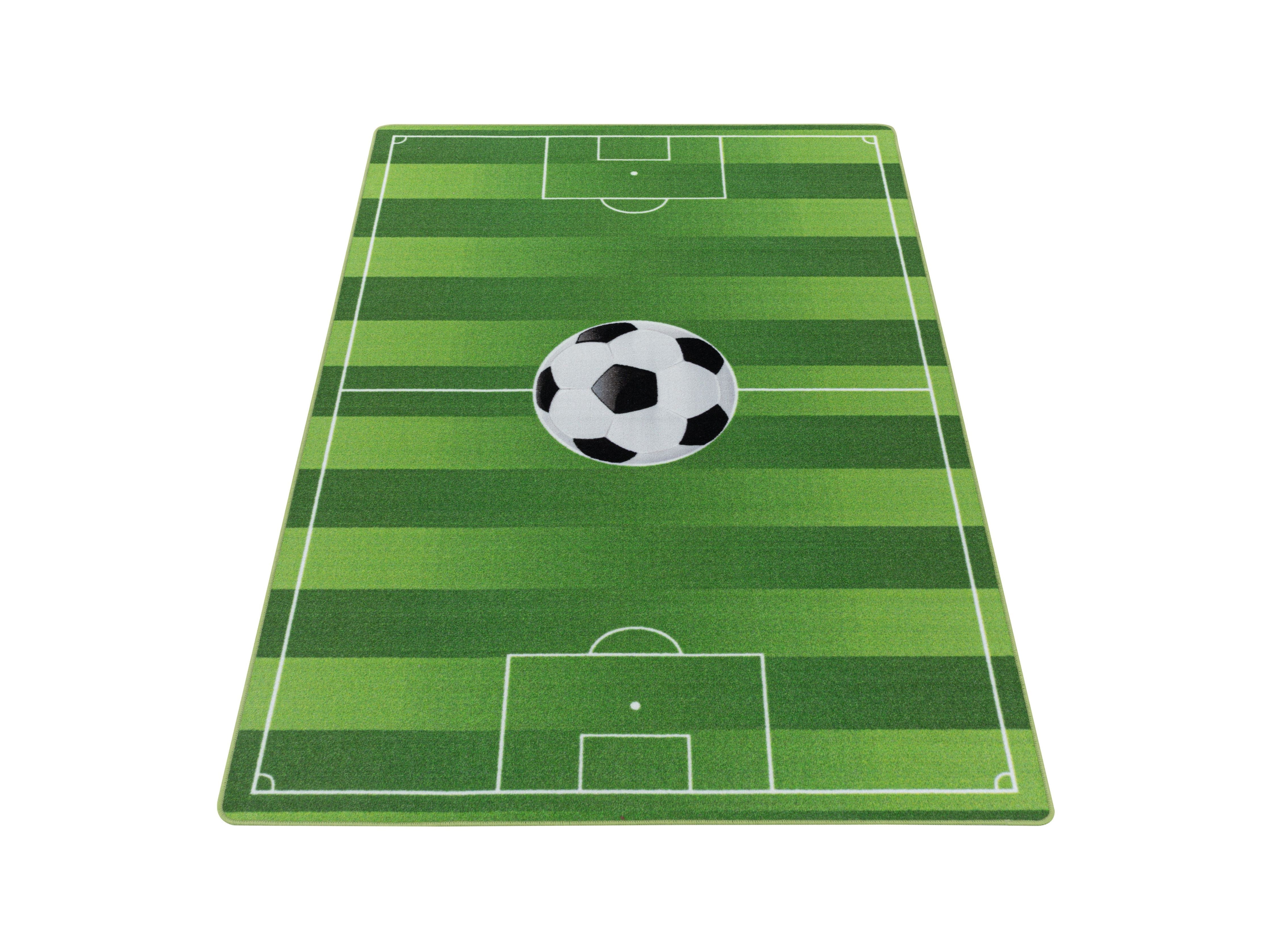 Kurzflor Kinderteppich Spielteppich Kinderzimmer Teppich Fussball Stadion Grün