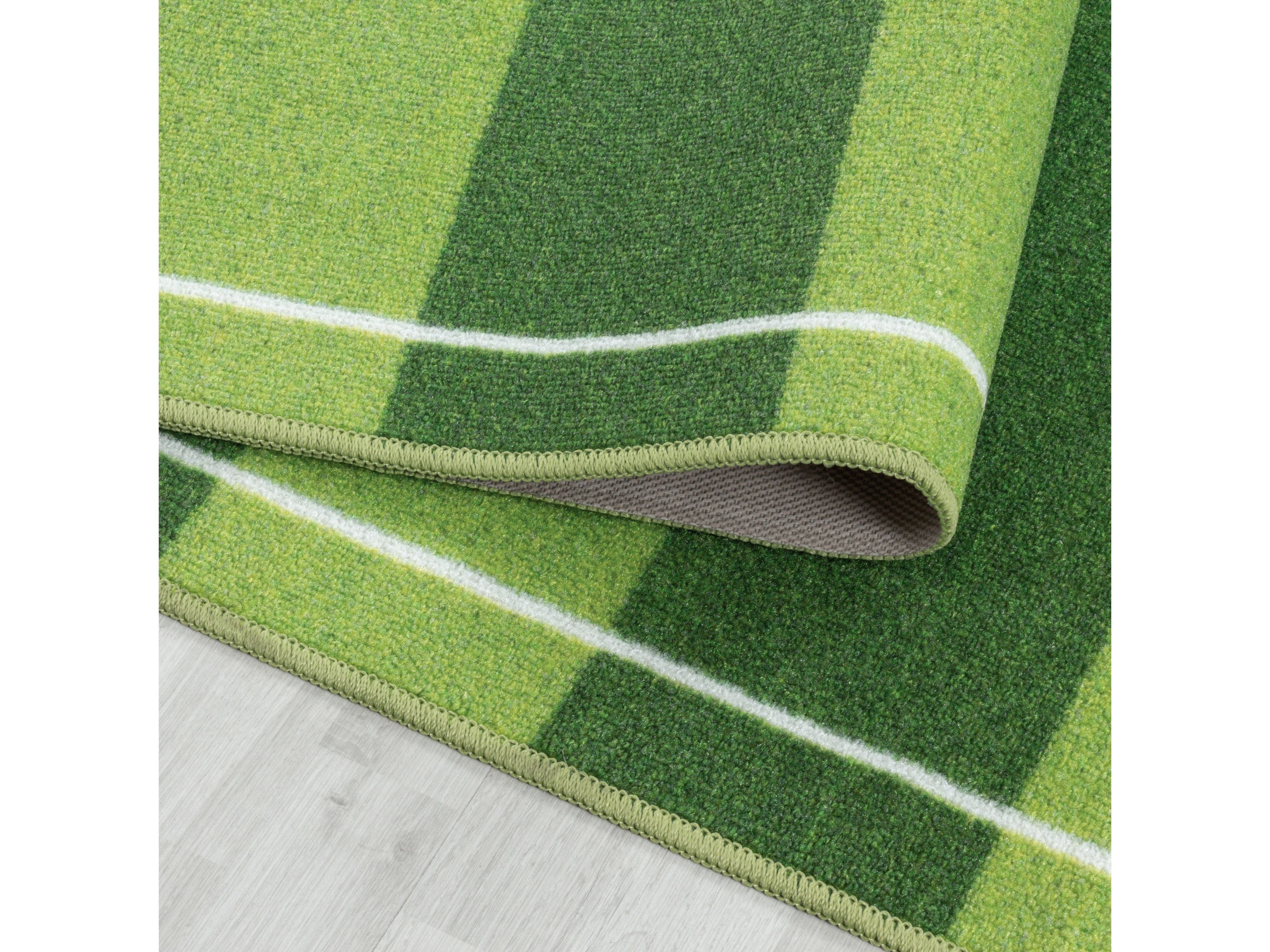 Kurzflor Kinderteppich Spielteppich Kinderzimmer Teppich Fussball Stadion Grün