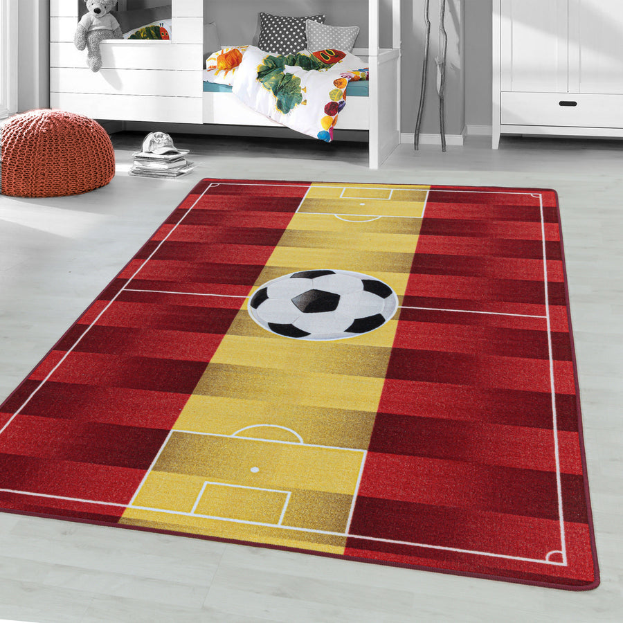 Kısa tüylü halı, çocuk halısı, çocuk odası, oyun halısı, futbol, ​​İspanya, sarı