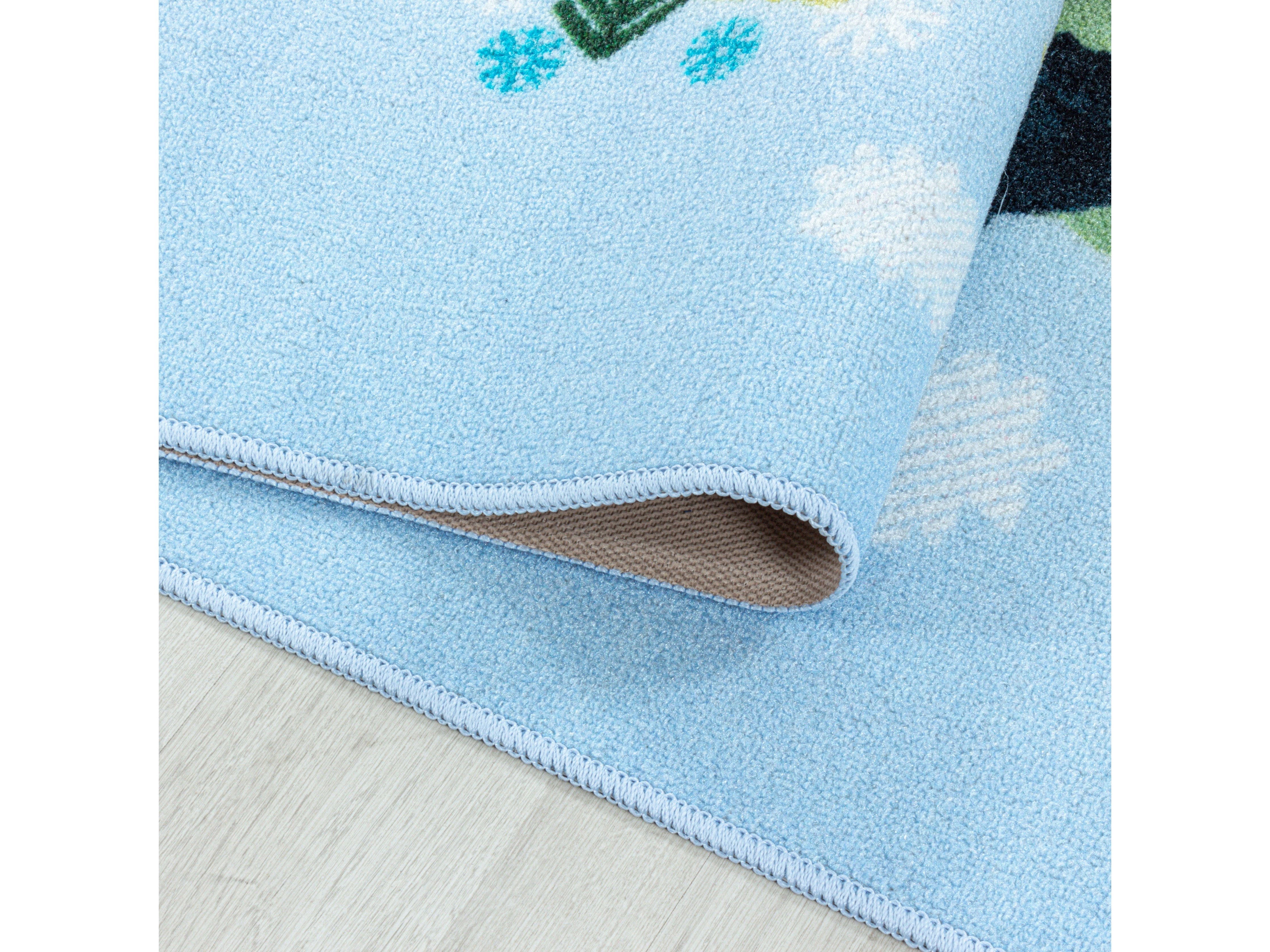 Kurzflor Teppich Kinderteppich Kinderzimmer Spielteppich Weltkarte Tiere Weiss