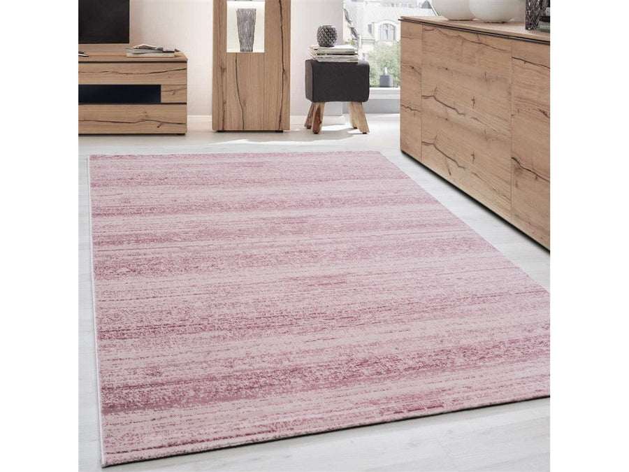 Teppich Modern Kurzflor Wohnzimmer Teppiche Einfarbig Uni Pink Meliert