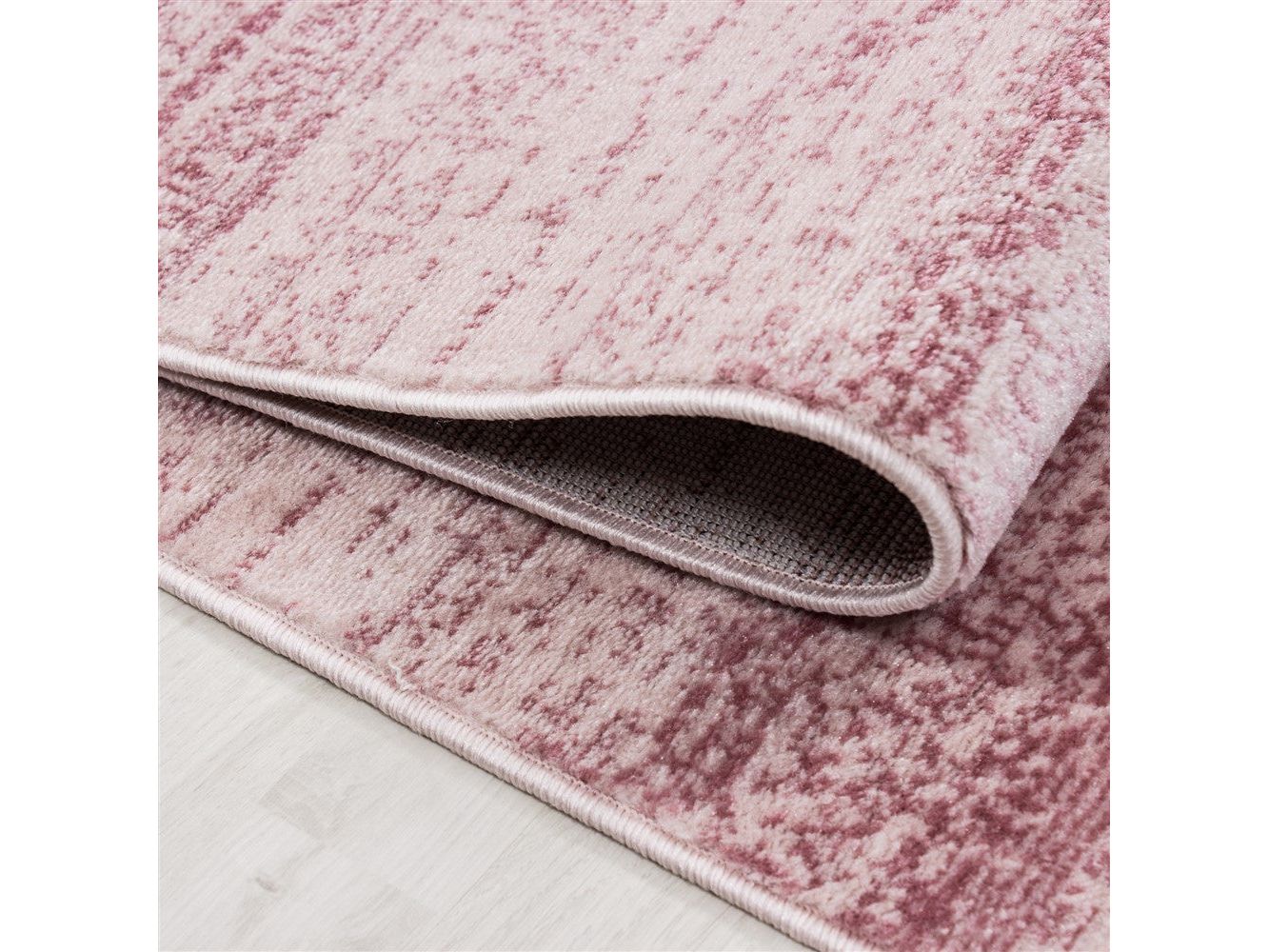 Teppich Modern Kurzflor Wohnzimmer Teppiche Einfarbig Uni Pink Meliert