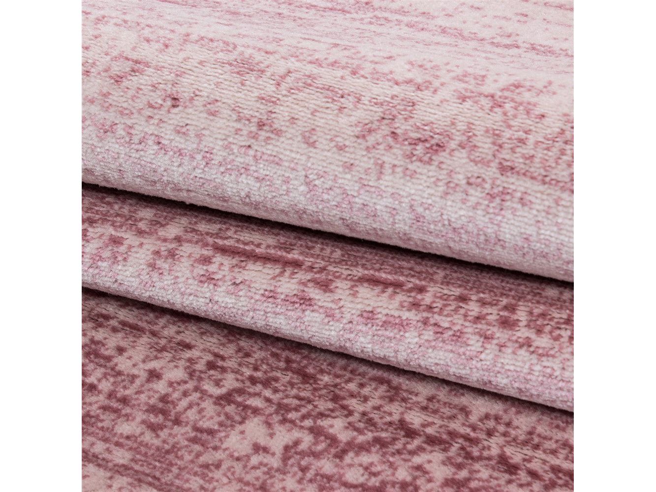 Teppich Modern Kurzflor Wohnzimmer Teppiche Einfarbig Uni Pink Meliert