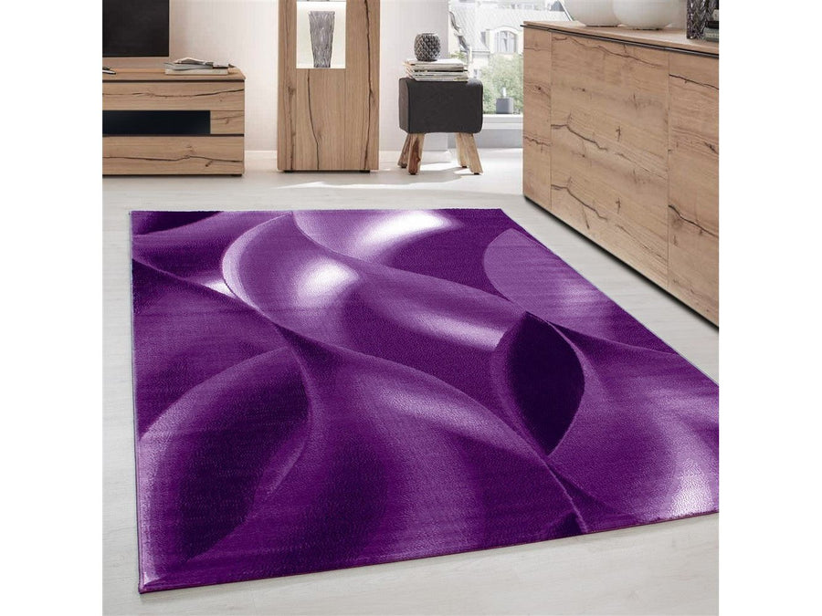 Teppich Moderner Wohnzimmer abstrakt schatten Wellen Optik Schwarz Lila Weiß