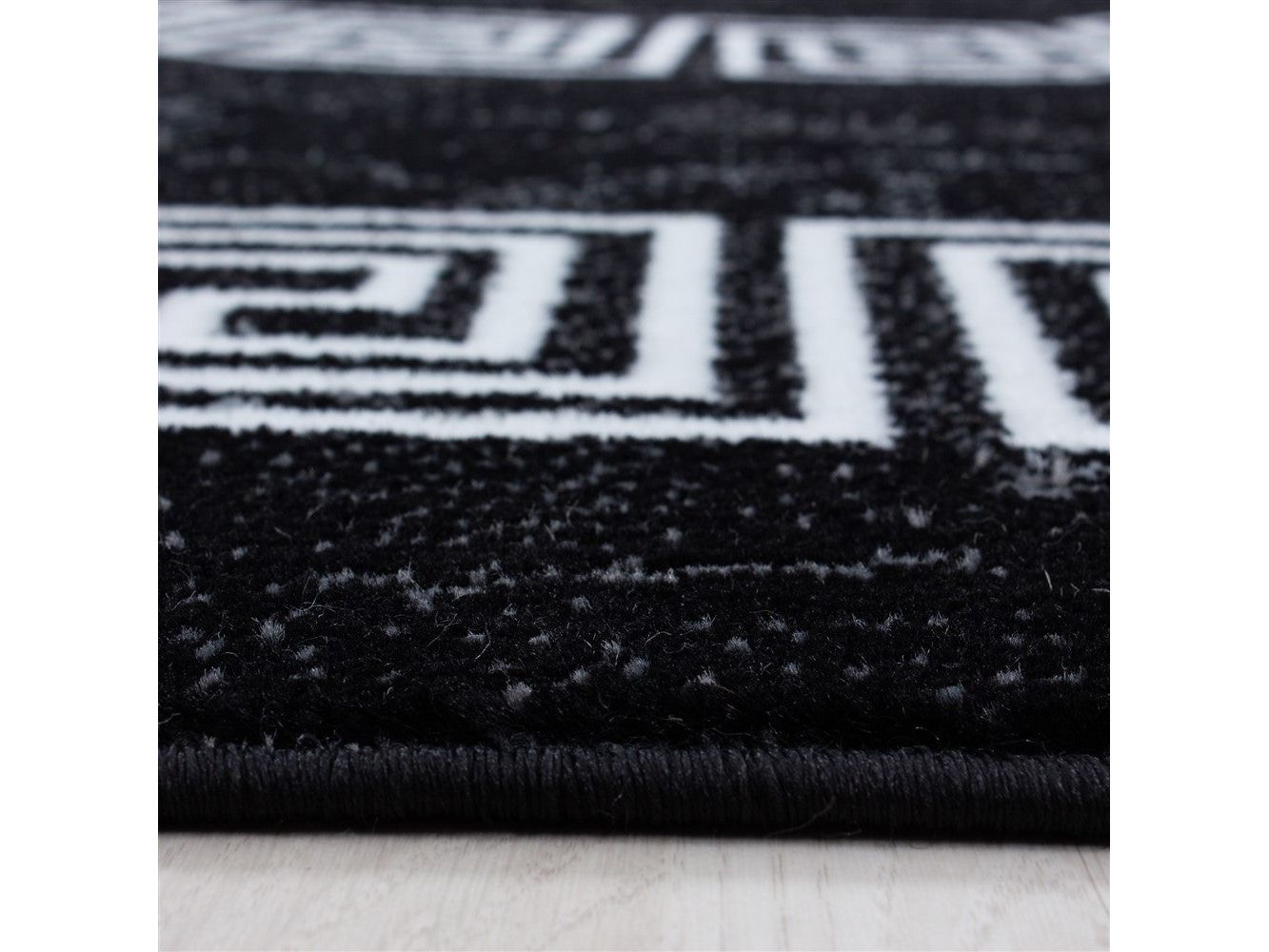 Teppich Modern Designer Bordüre Ornament Marmor Optik Schwarz Weiß