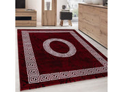 Teppich Modern Designer Bordüre Ornament Marmor Optik Schwarz Rot Weiß