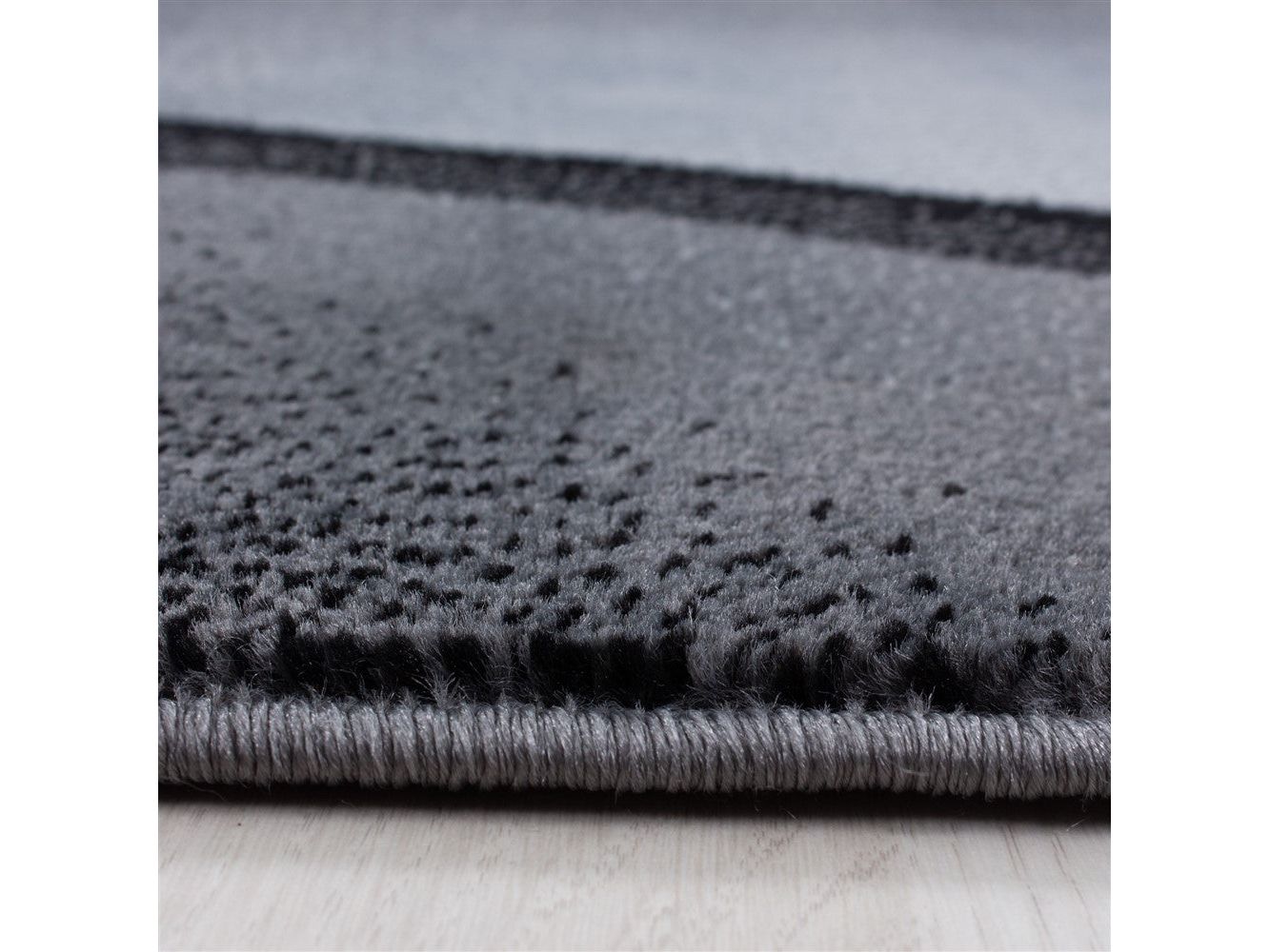 Designer Teppich Modern Kurzflor Abstrakt Wellen Optik Schwarz Grau