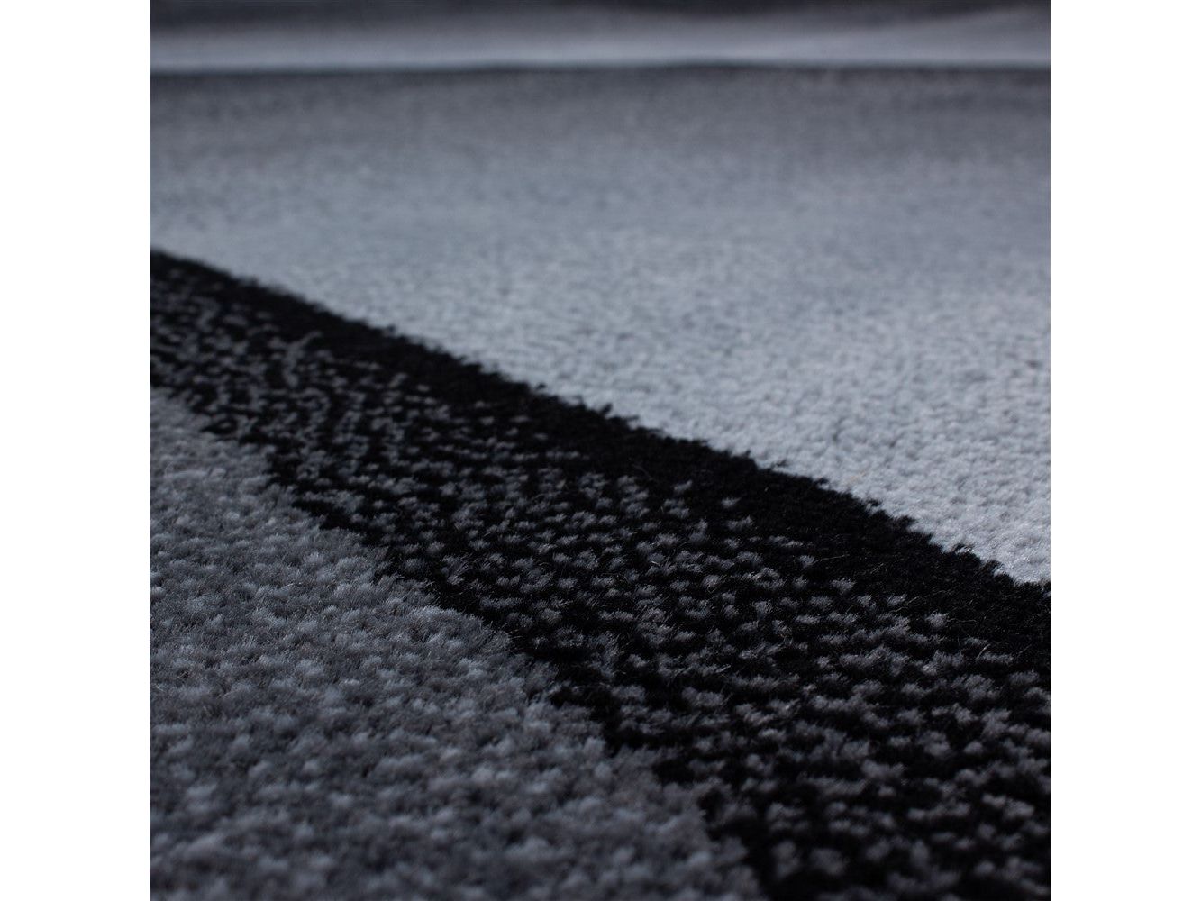 Designer Teppich Modern Kurzflor Abstrakt Wellen Optik Schwarz Grau