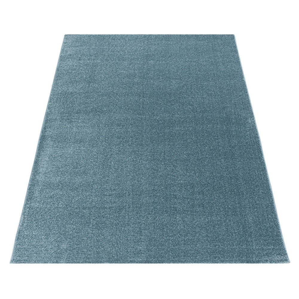 Wohnzimmerteppich Kurzflor Design Teppich Unifarben Weicher Flor Einfarbig Blau