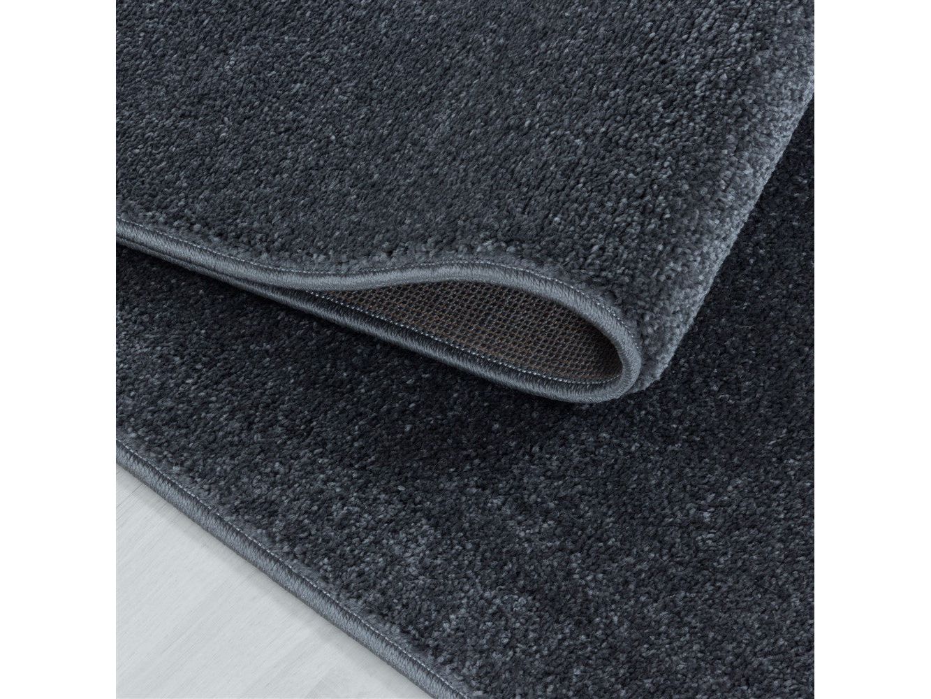 Wohnzimmerteppich Kurzflor Design Teppich Unifarben Weicher Flor Einfarbig Grau