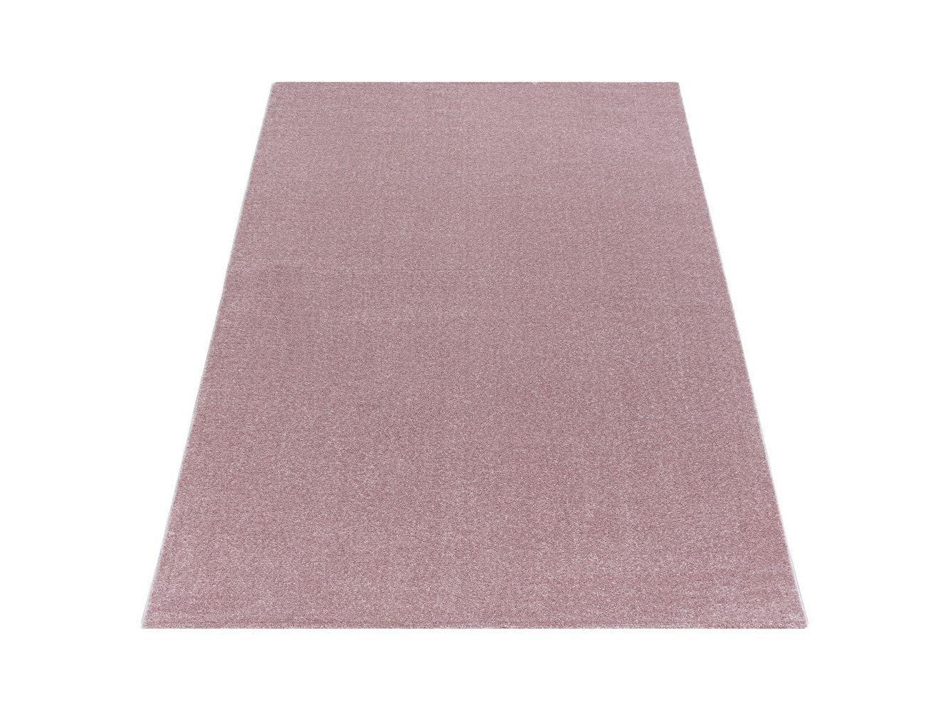 Wohnzimmerteppich Kurzflor Design Teppich Unifarben Weicher Flor Einfarbig Rosa