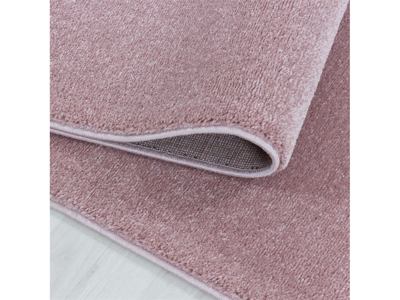 Wohnzimmerteppich Kurzflor Design Teppich Unifarben Weicher Flor Einfarbig Rosa