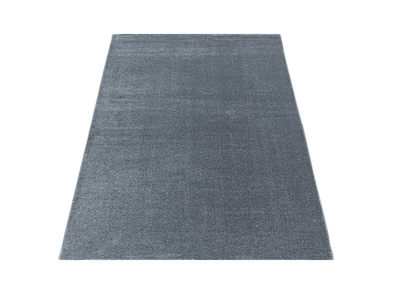 Wohnzimmerteppich Kurzflor Design Teppich Unifarben Einfarbig Silber