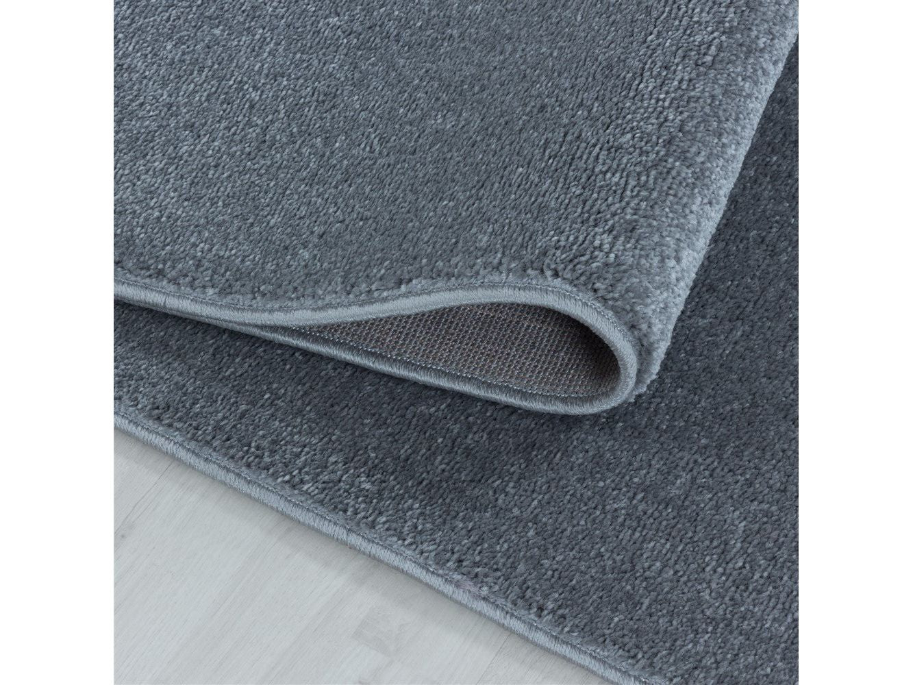 Wohnzimmerteppich Kurzflor Design Teppich Unifarben Einfarbig Silber