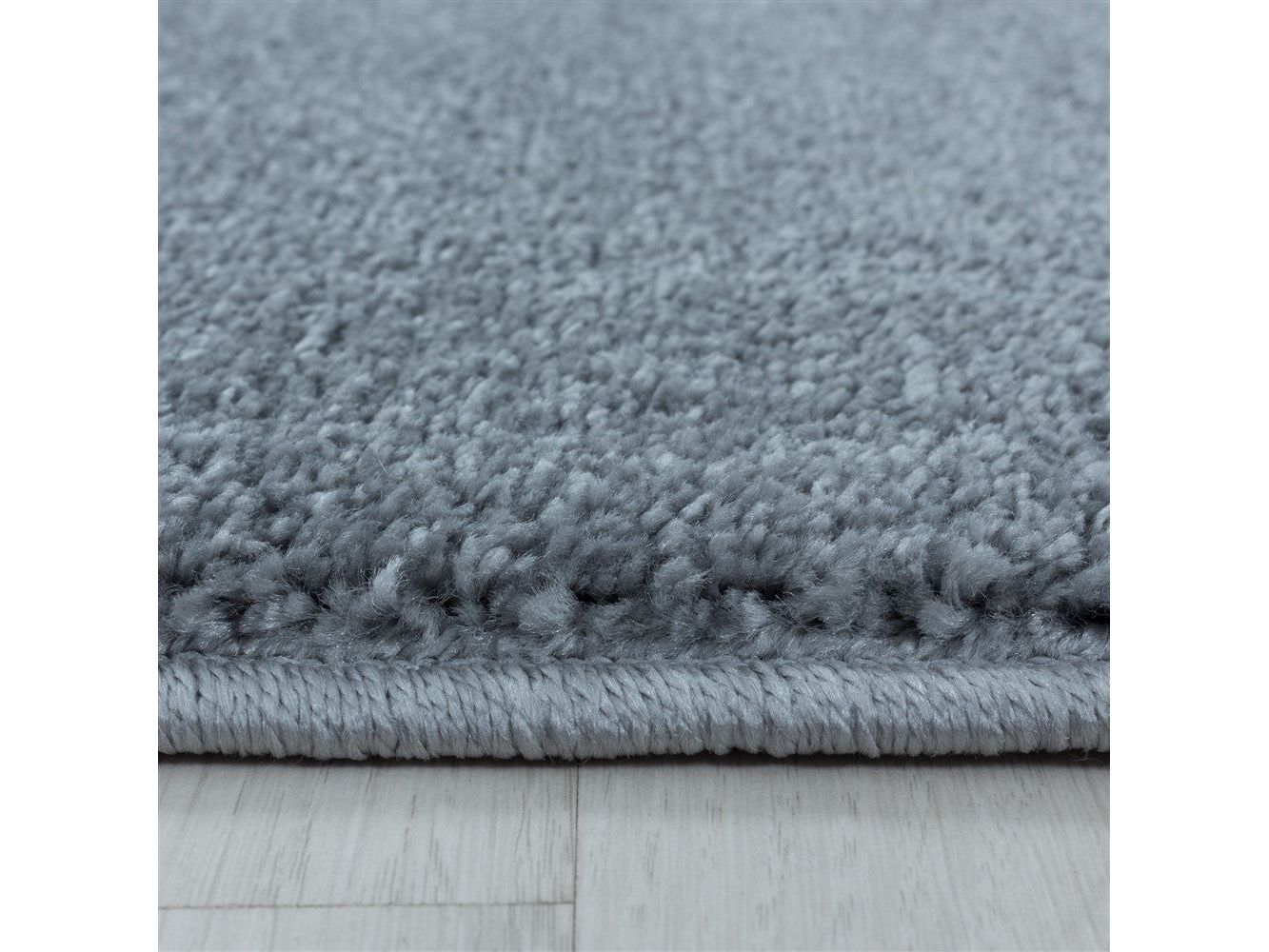 Wohnzimmerteppich Kurzflor Design Teppich Unifarben Einfarbig Silber